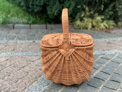 Picnic Wicker Basket, Traditional Woven Basket, Handmade Wicker Basket, Oval Willow Basket Grocery, Market Basket, Wicker picnic Basket