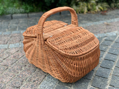 Handmade Wicker Basket with Top Handle Picnic Basket Market Basket Shopping Basket Fruit Basket in Vintage