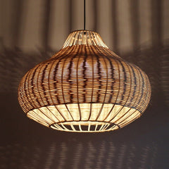 New Woven Rattan Light Fixtures, Wicker Rattan Lampshade Bamboo Lamp Pendant