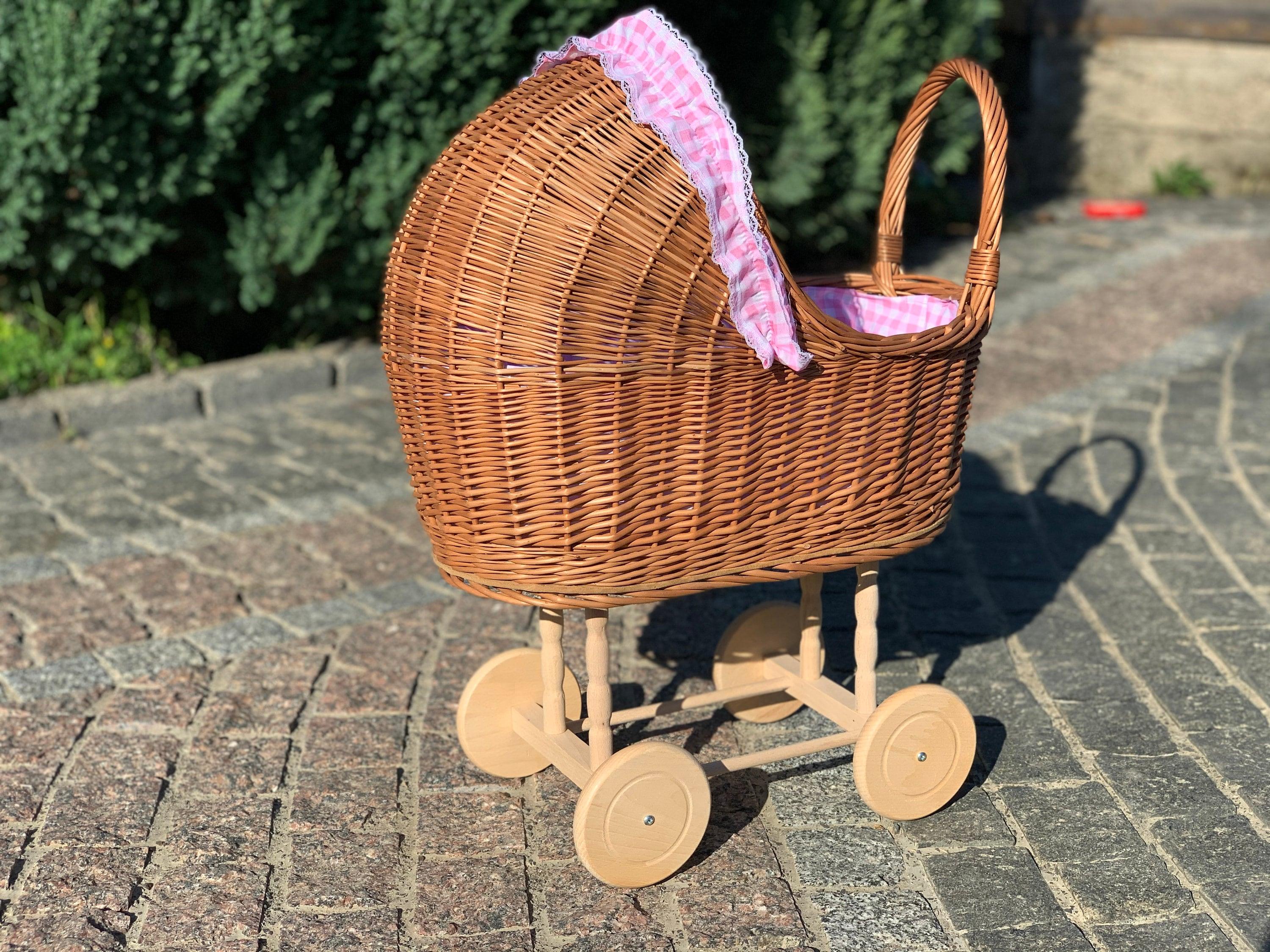 Wicker Baby Carriage, Doll Stroller, Doll Pram, Wicker Doll Stroller, Wicker Doll Pram, Wicker Willow Doll Stroller