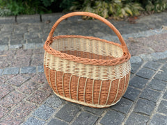 Willow Market Basket, Handmade Willow Basket, Woven Wicker Basket, Gathering Basket, Woven Picnic Basket
