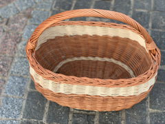 Round handled basket, flower girl basket,Small Rustic Basket Handmade Wicker Basket, Wicker Picnic Basket,