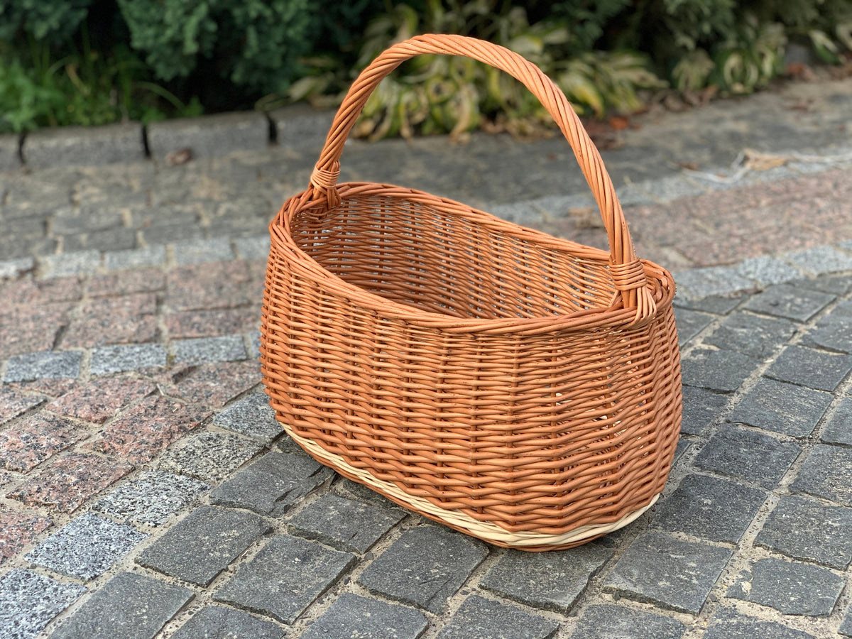 Willow Market Basket, Kids Willow Basket, round handled basket, flower girl basket,Small Rustic Basket