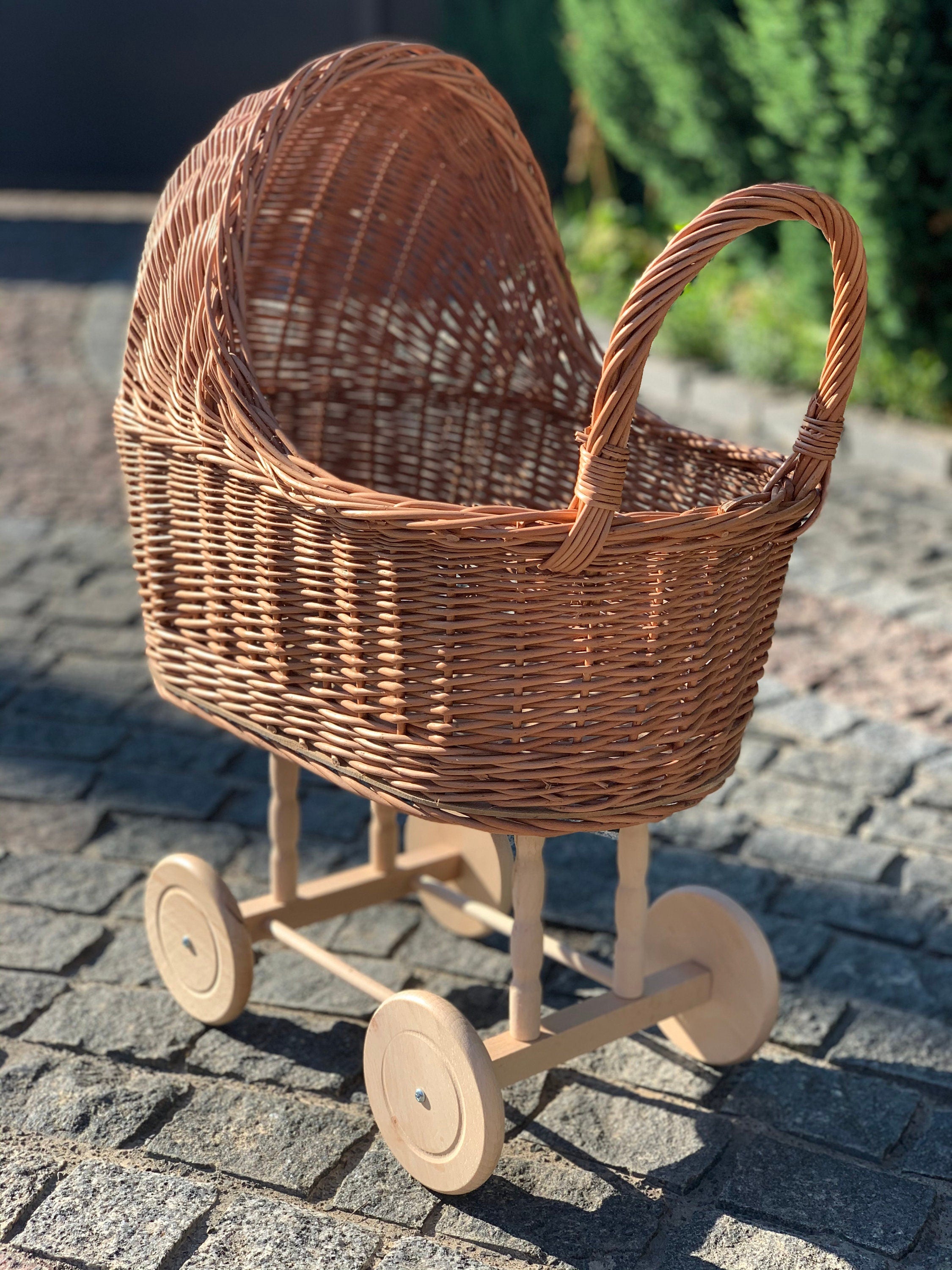 Wicker Baby Carriage, Doll Stroller, Doll Pram, Wicker Doll Stroller, Wicker Doll Pram, Wicker Willow Doll Stroller