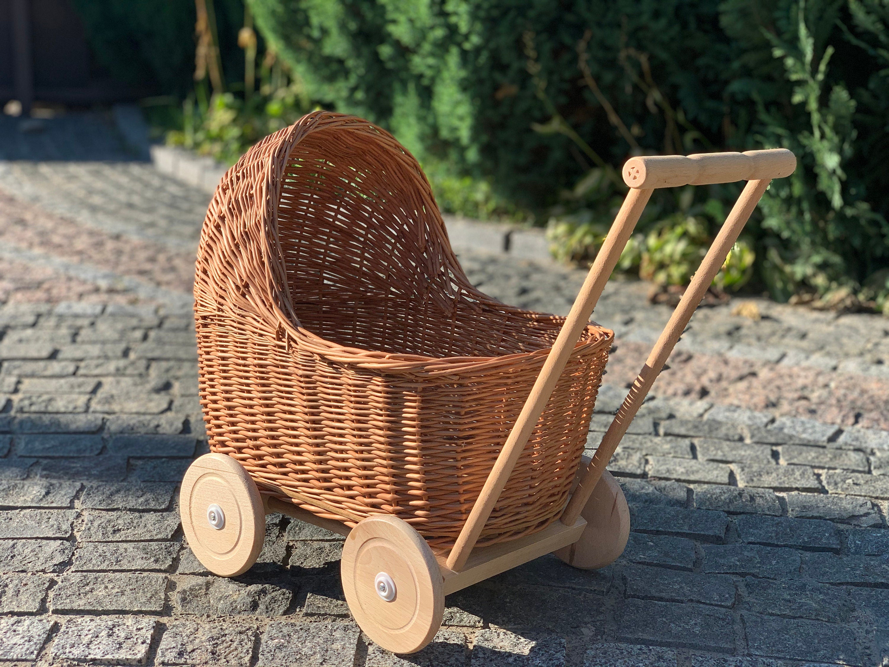 Wicker Baby Carriage, Doll Stroller, Doll Pram, Wicker Doll Stroller, Wicker Doll Pram, Wicker Willow Doll Stroller