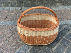 Willow Market Basket, Handmade Willow Basket, Woven Wicker Basket, Gathering Basket, Woven Picnic Basket