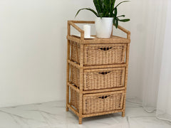 Wicker Dresser, Chest of 3 Drawers, Whicker Drawer Boho, Ecofriendly Handmade Chest of Drawers, Commode
