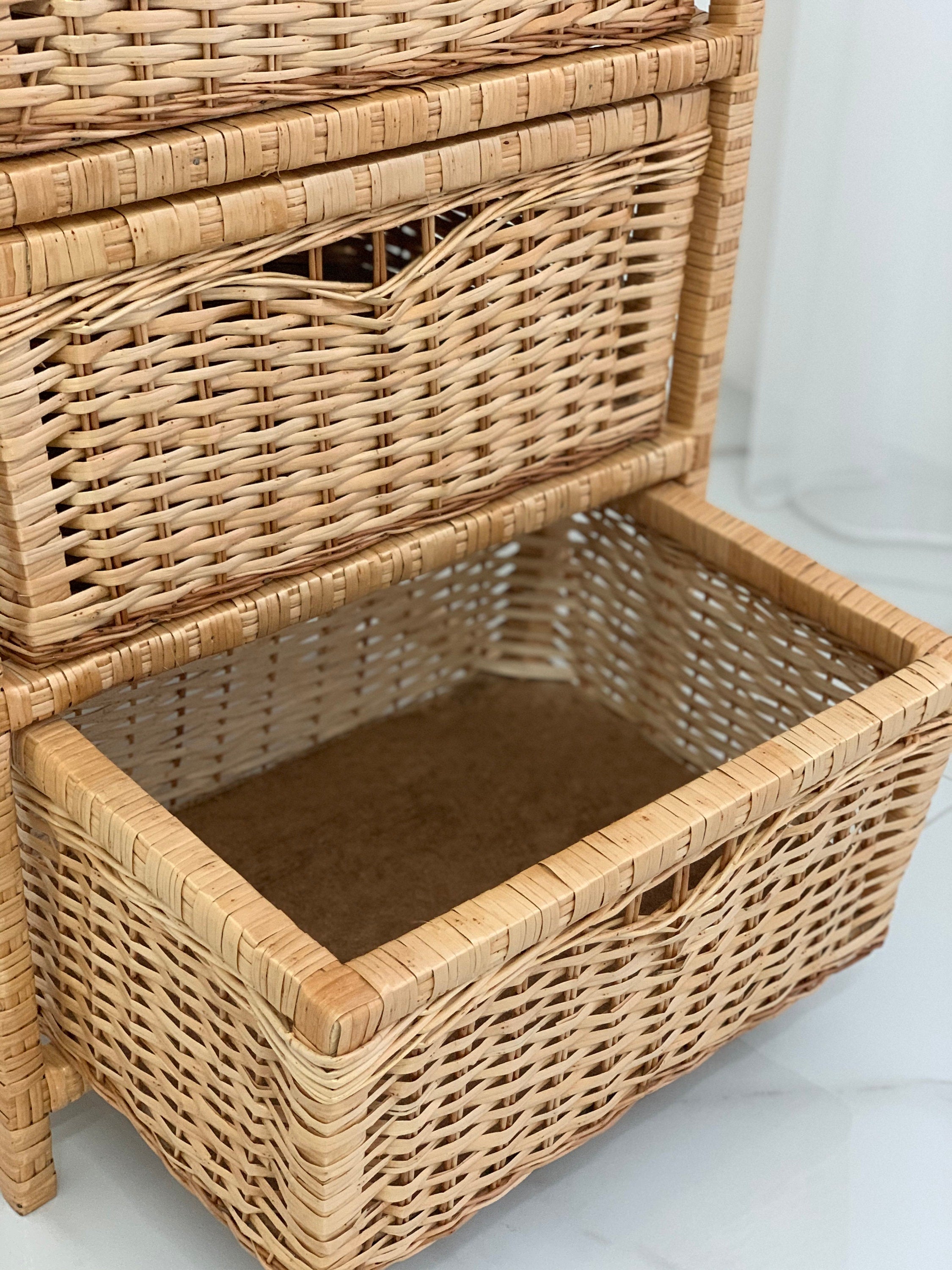 Wicker Dresser, Chest of 3 Drawers, Whicker Drawer Boho, Ecofriendly Handmade Chest of Drawers, Commode