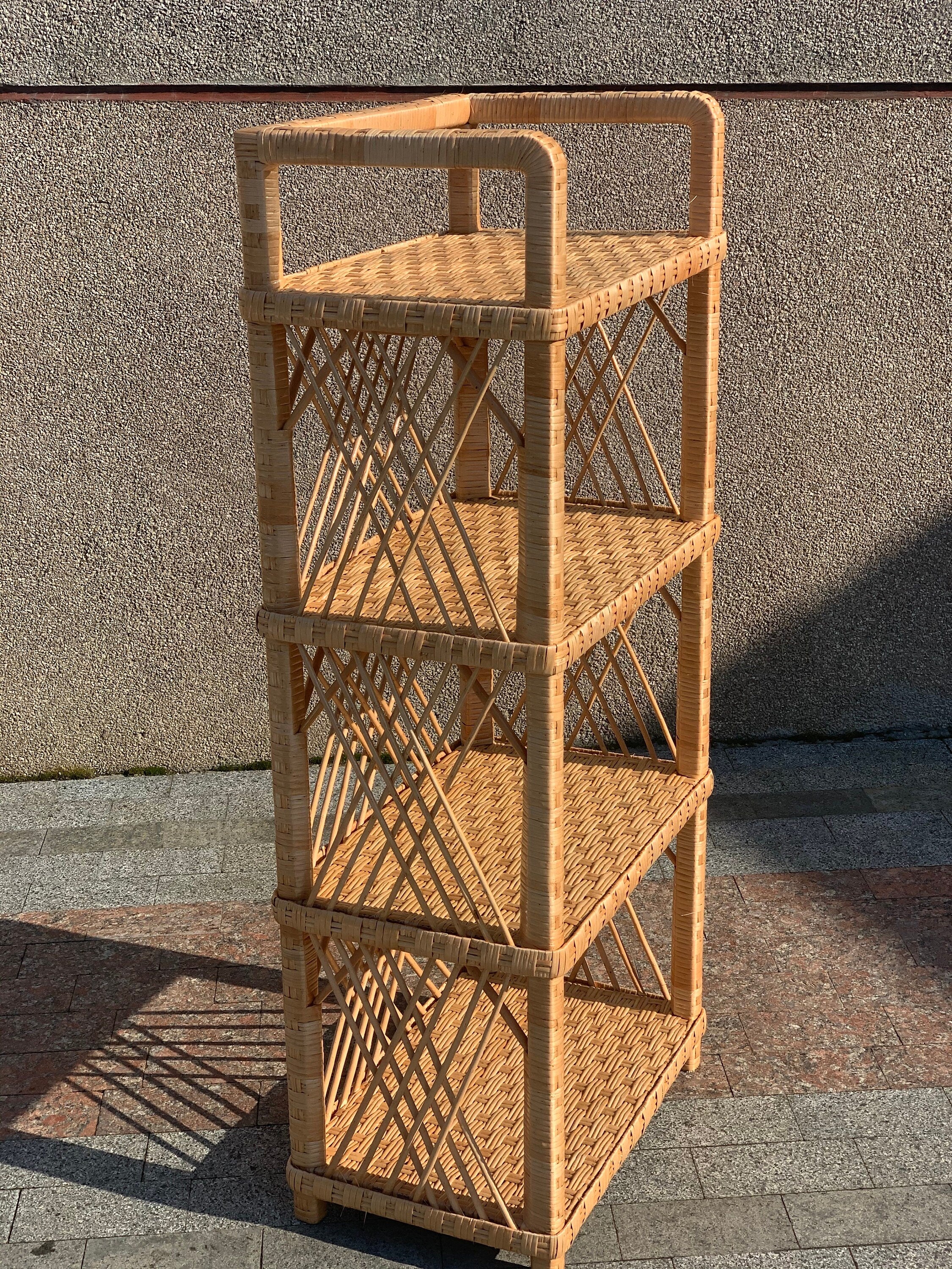 Wicker Shelf, 4-Shelf Unit Available, arched shelf, rattan shelves, wicker shelf, etagere shelf, boho plant stand