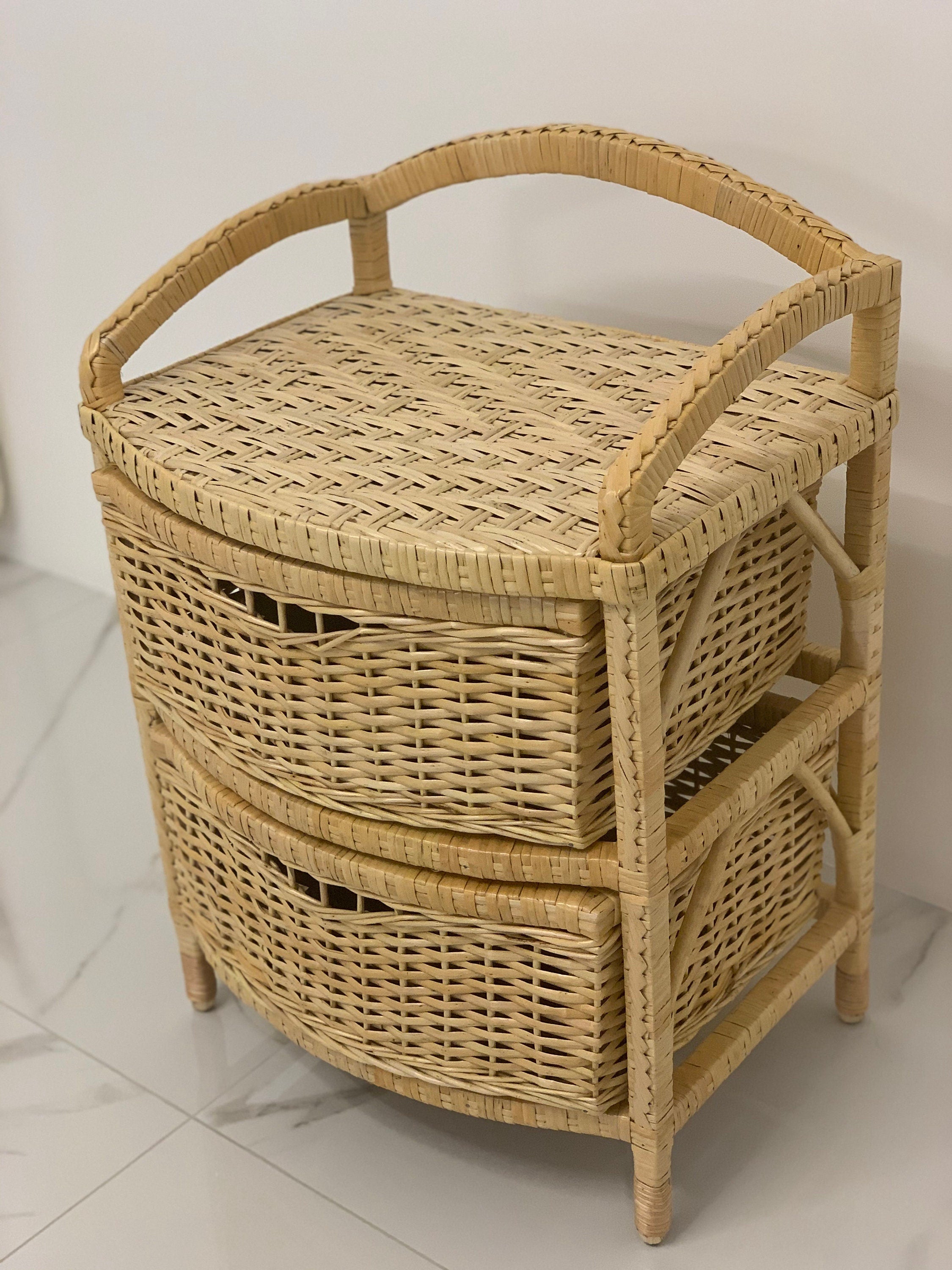 Organic Wicker Dresser, Boho dresser chest, small chest of drawers, mid modern chest of drawers, wicker chest of drawers