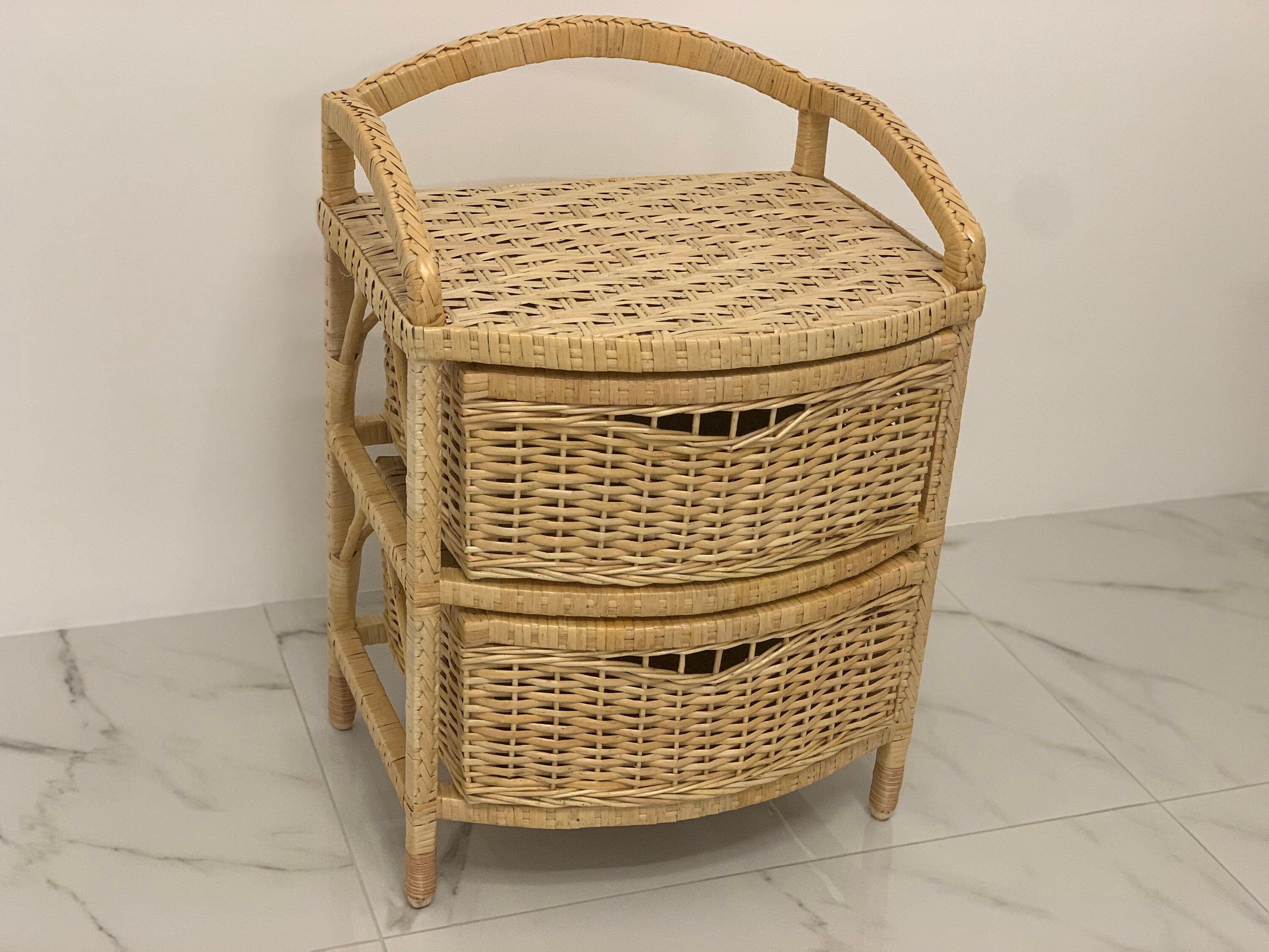 Organic Wicker Dresser, Boho dresser chest, small chest of drawers, mid modern chest of drawers, wicker chest of drawers