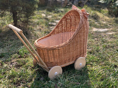 Wicker Baby Carriage, Doll Stroller, Doll Pram, Wicker Doll Stroller, Wicker Doll Pram, Wicker Willow Doll Stroller