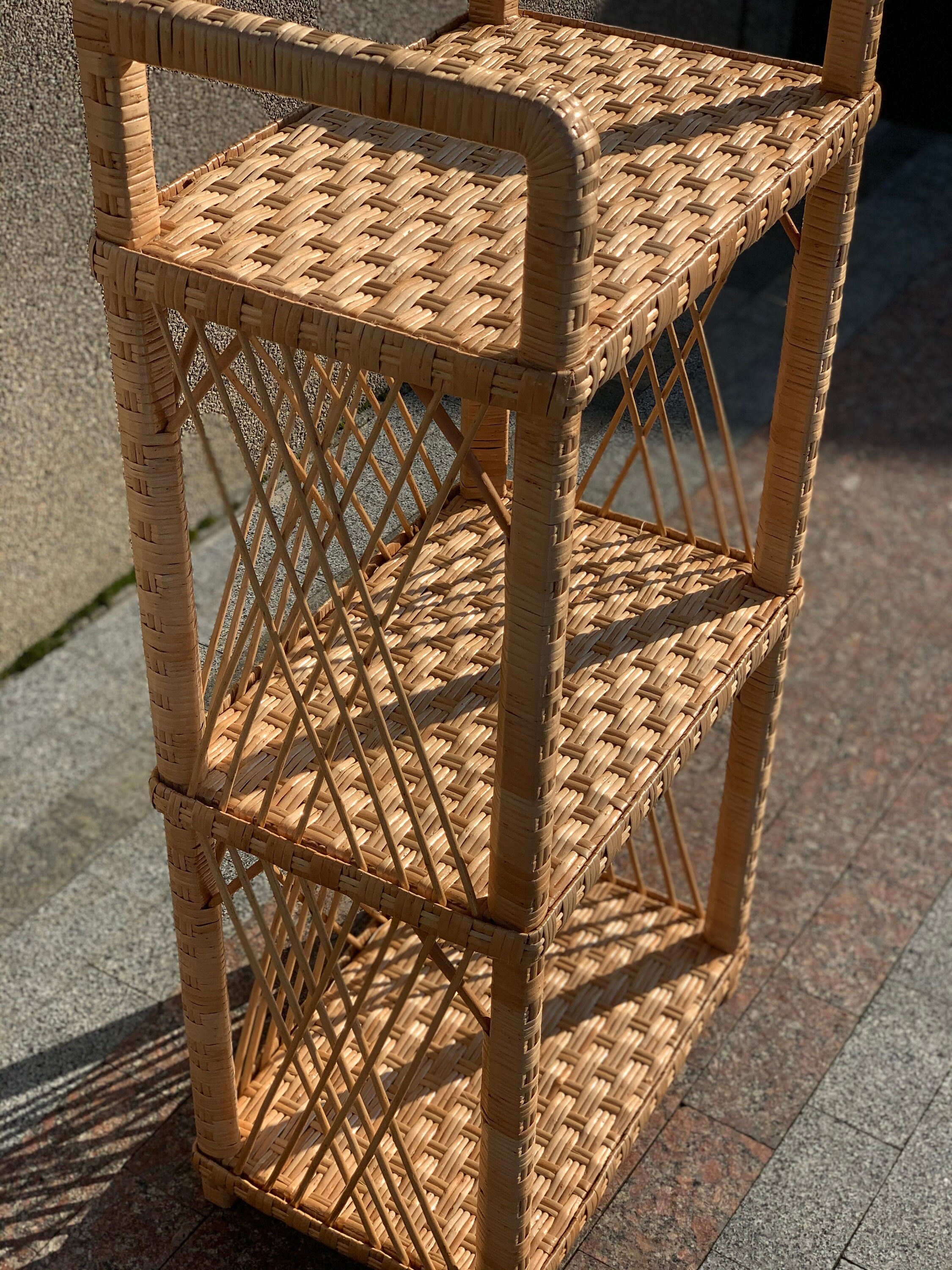 Mother's day gift, Wicker Shelf, 3-Shelf Unit Available, Plant Shelf