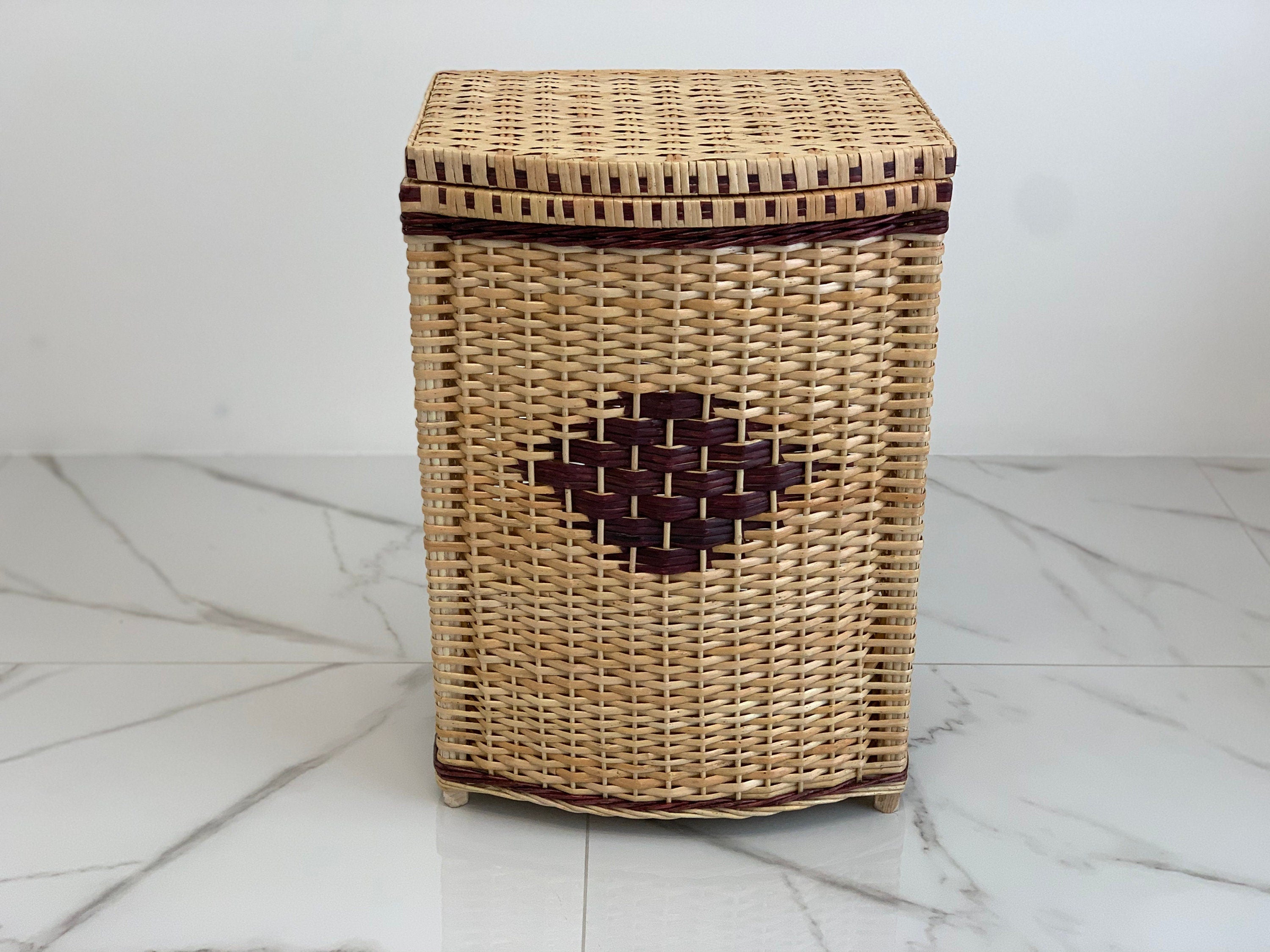 Wicker Laundry Basket with Lid, Wicker Bathroom Basket