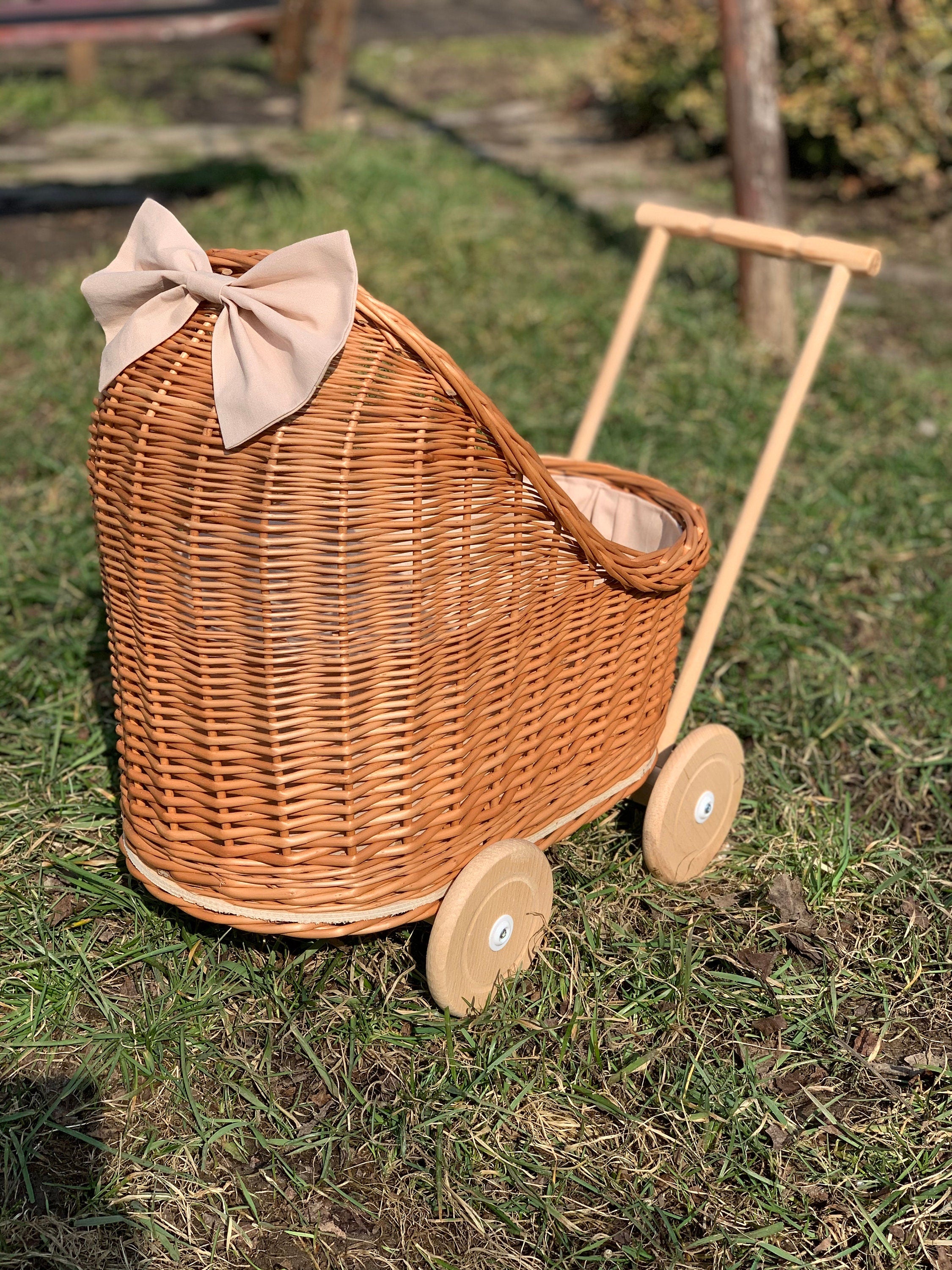 Wicker Baby Carriage, Doll Stroller, Doll Pram, Wicker Doll Stroller, Wicker Doll Pram, Wicker Willow Doll Stroller
