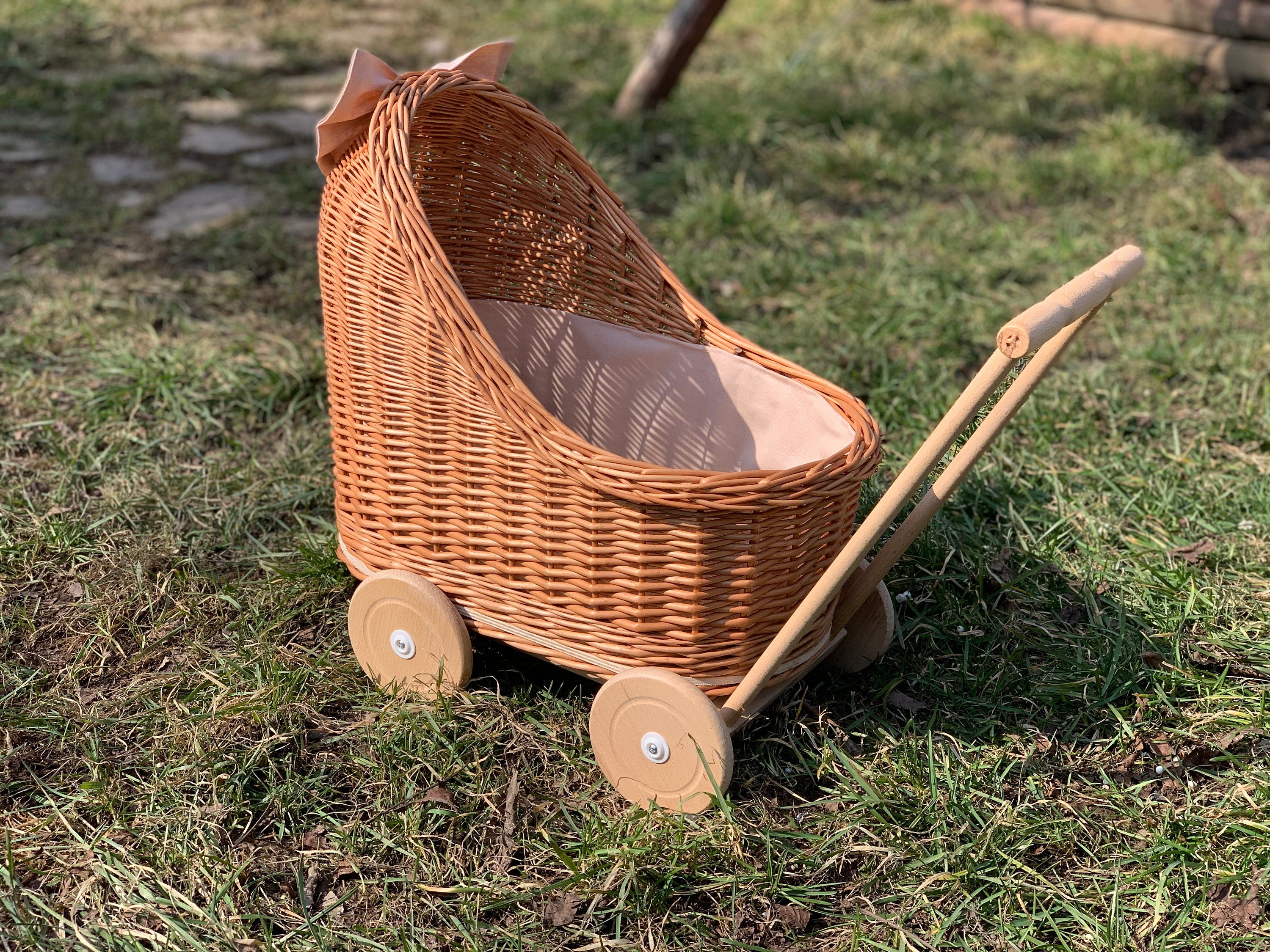 Wicker Baby Carriage, Doll Stroller, Doll Pram, Wicker Doll Stroller, Wicker Doll Pram, Wicker Willow Doll Stroller