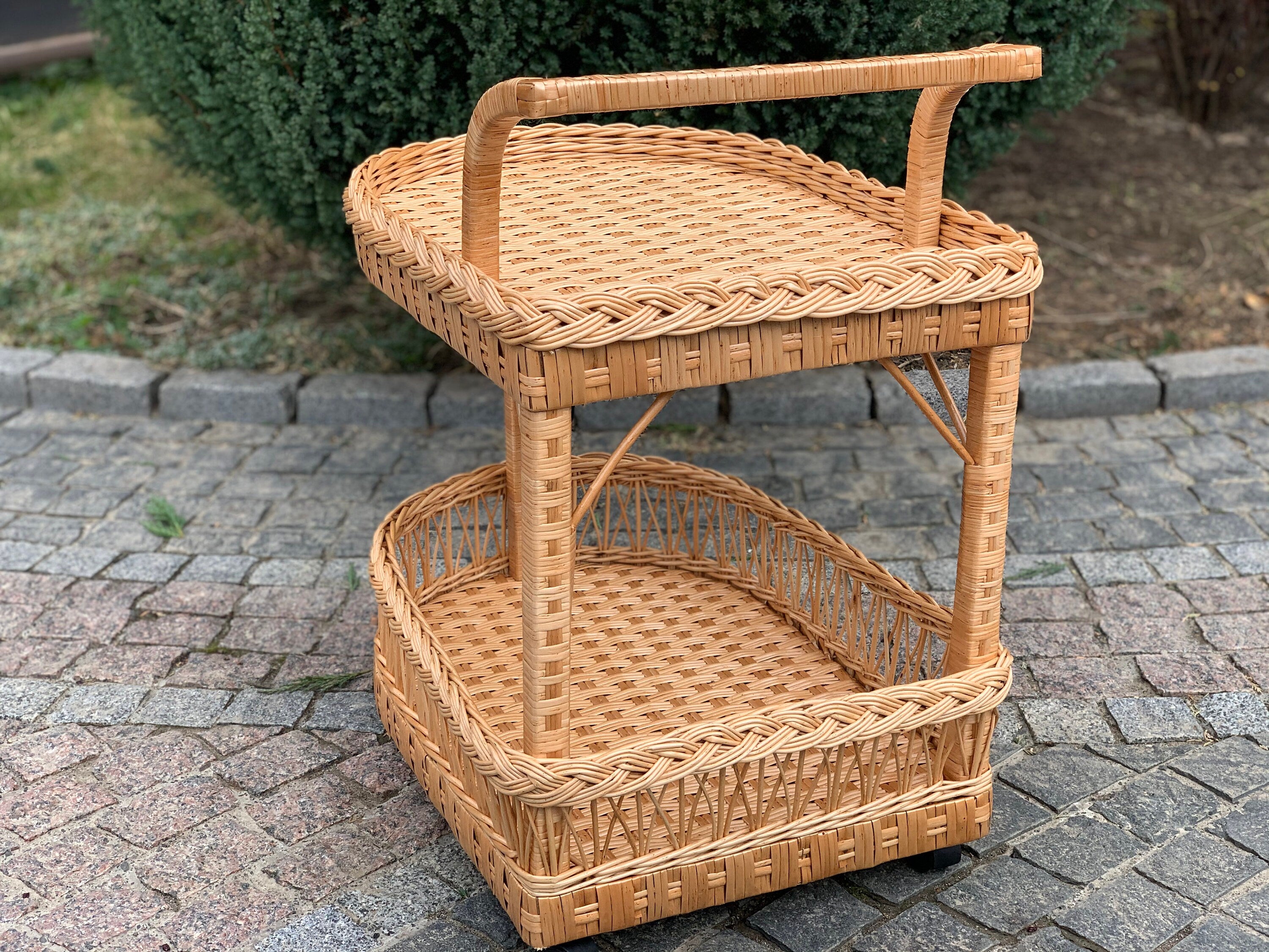 Coffee table, Rattan table, Wicker table on wheels, Bar table on wheels