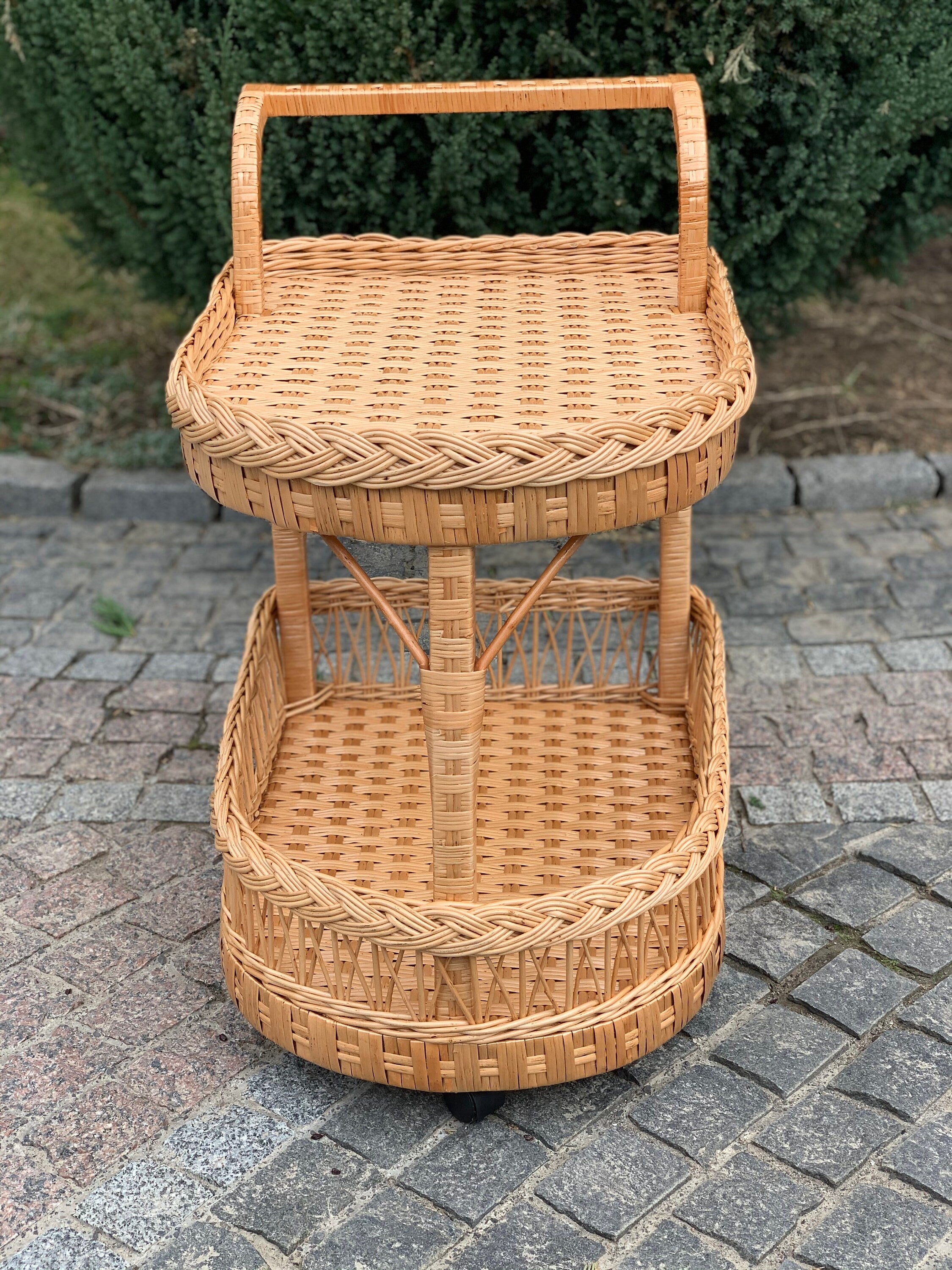 Coffee table, Rattan table, Wicker table on wheels, Bar table on wheels