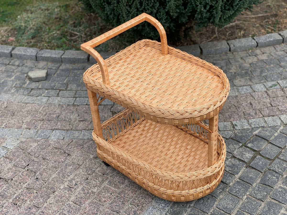 Coffee table, Rattan table, Wicker table on wheels, Bar table on wheels