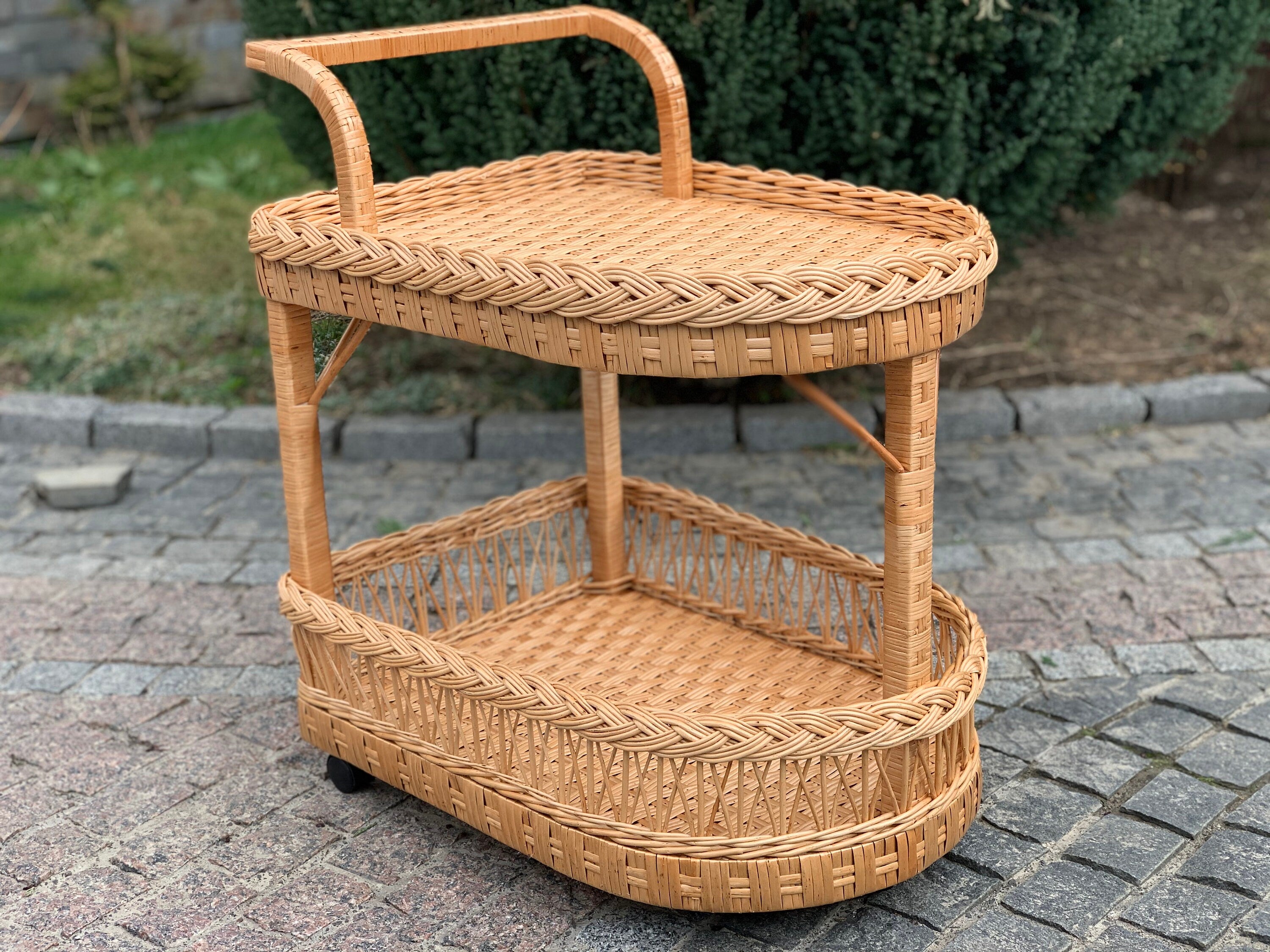 Coffee table, Rattan table, Wicker table on wheels, Bar table on wheels