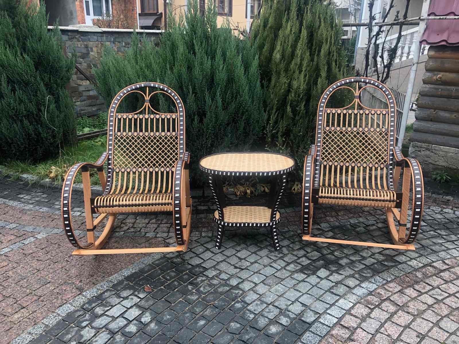 Wicker Rocking Chair, coffee table included, willow rocking chair