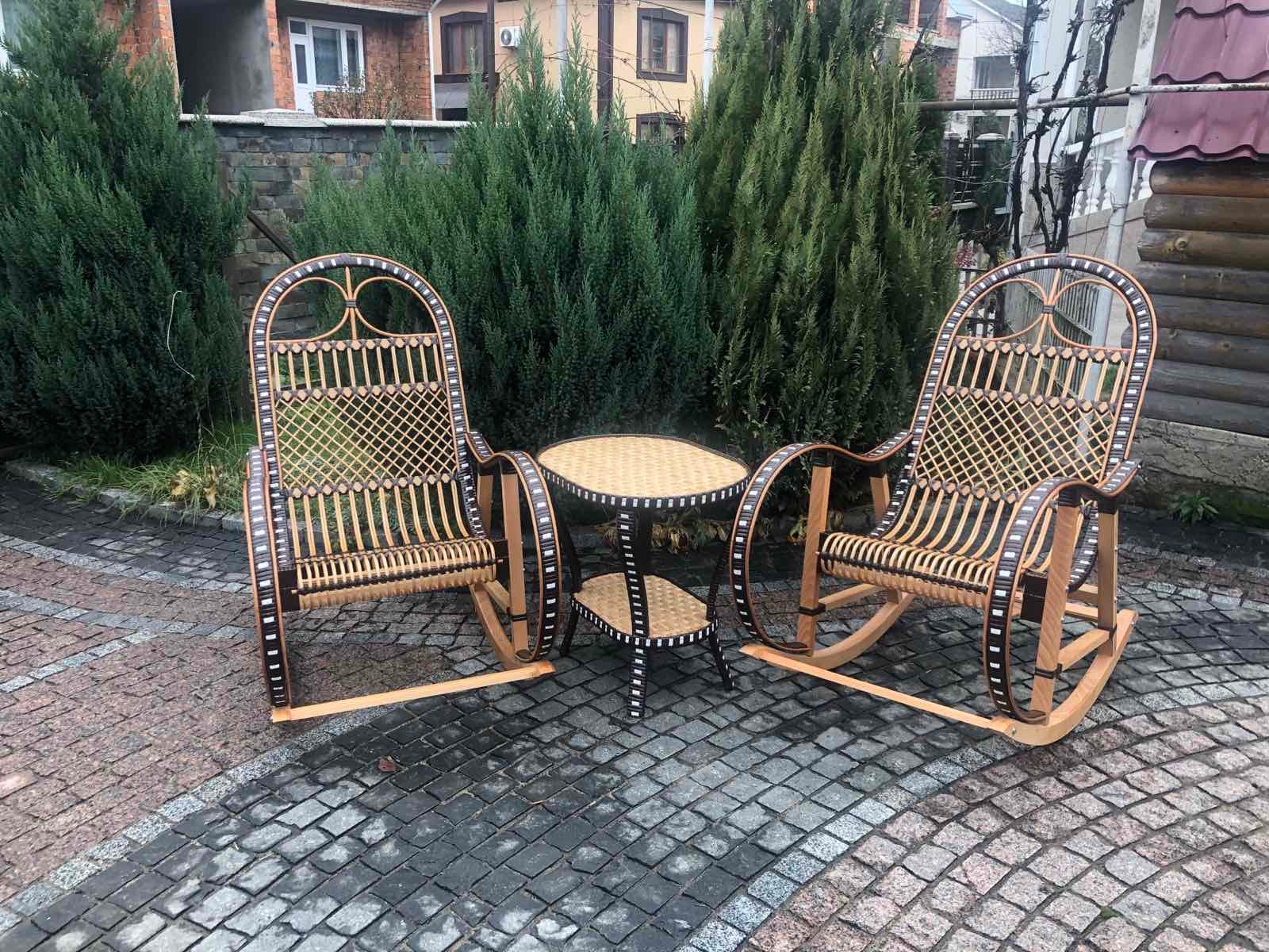 Wicker Rocking Chair, coffee table included, willow rocking chair