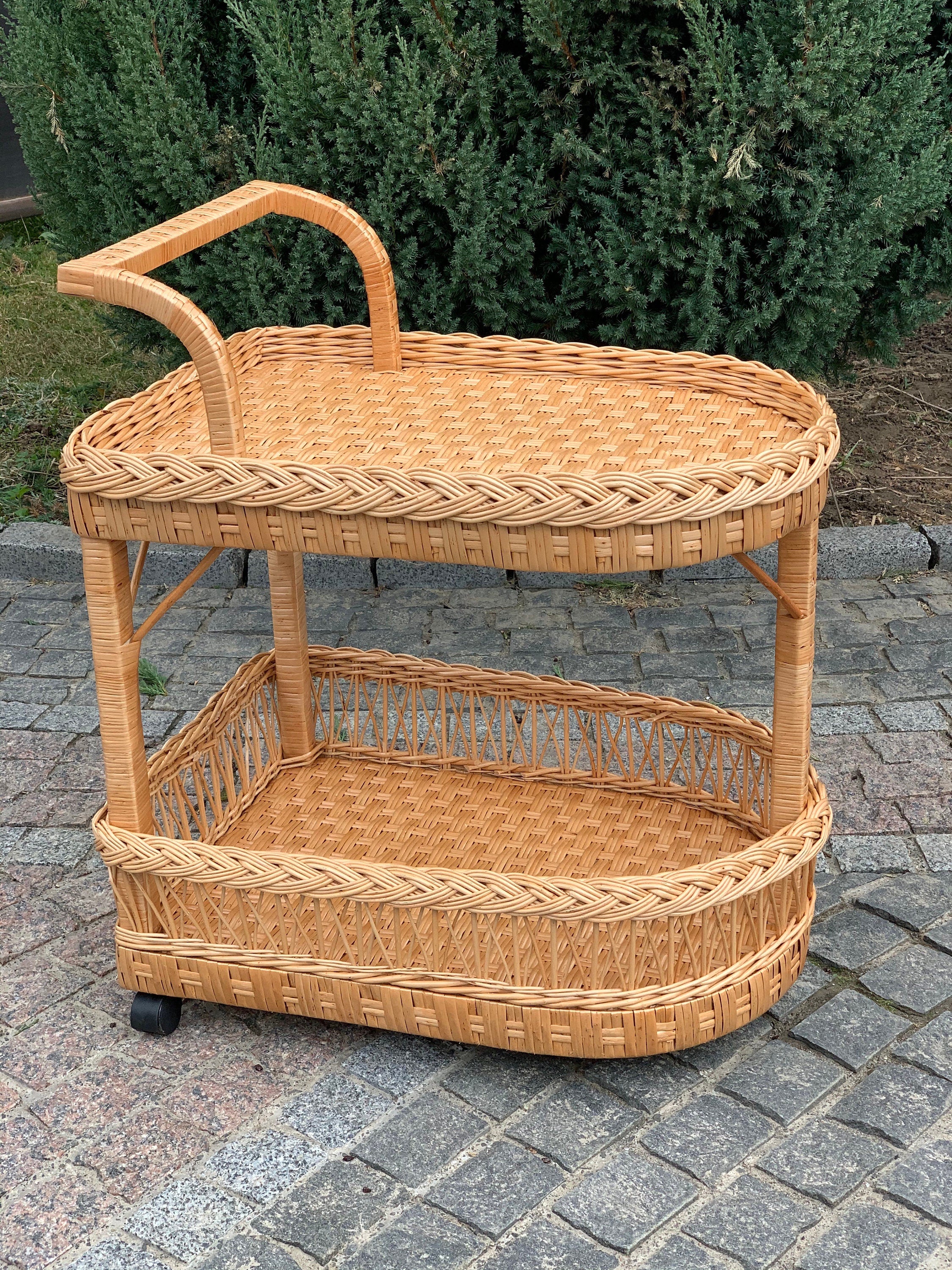 Coffee table, Rattan table, Wicker table on wheels, Bar table on wheels
