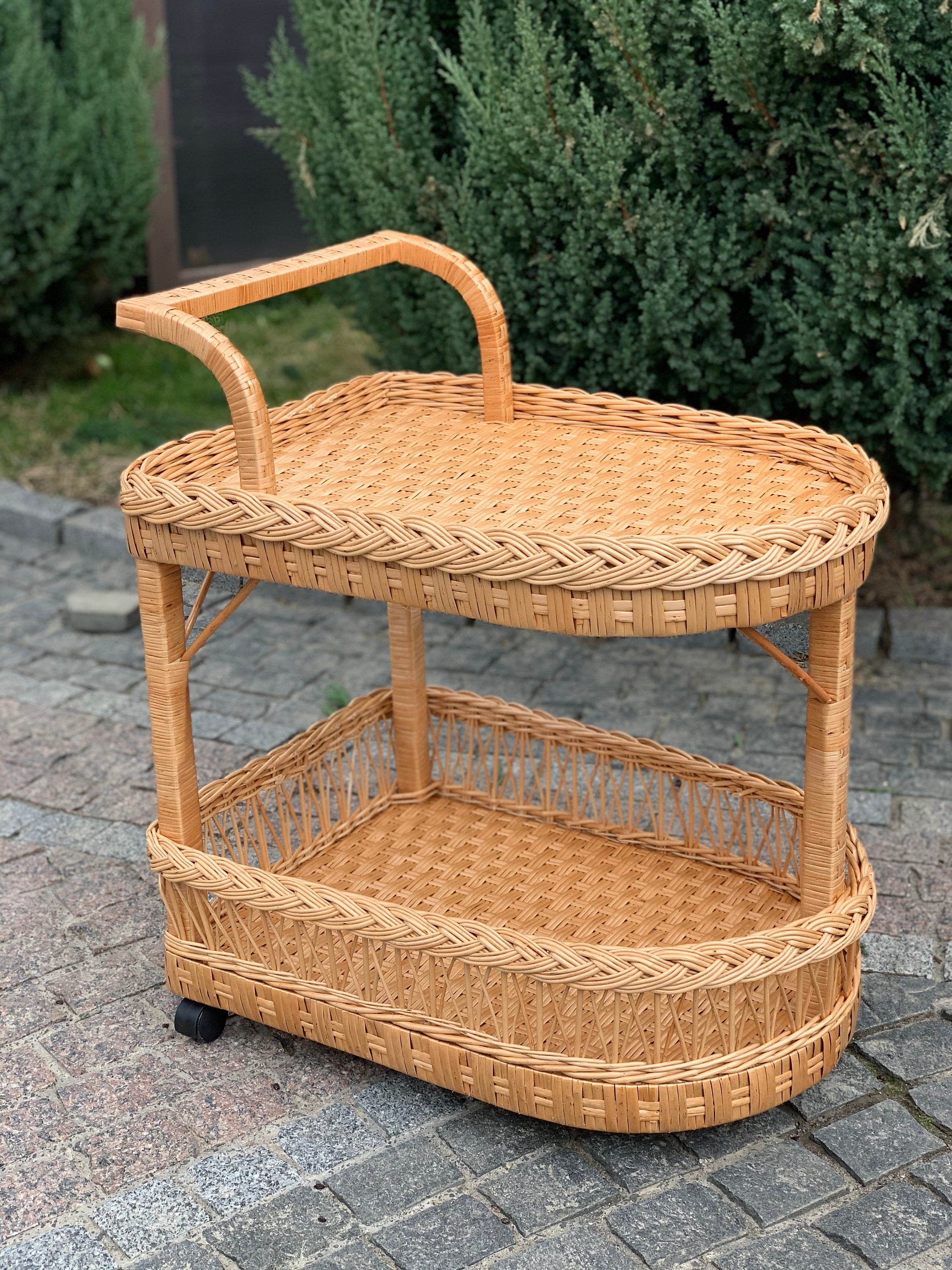 Coffee table, Rattan table, Wicker table on wheels, Bar table on wheels