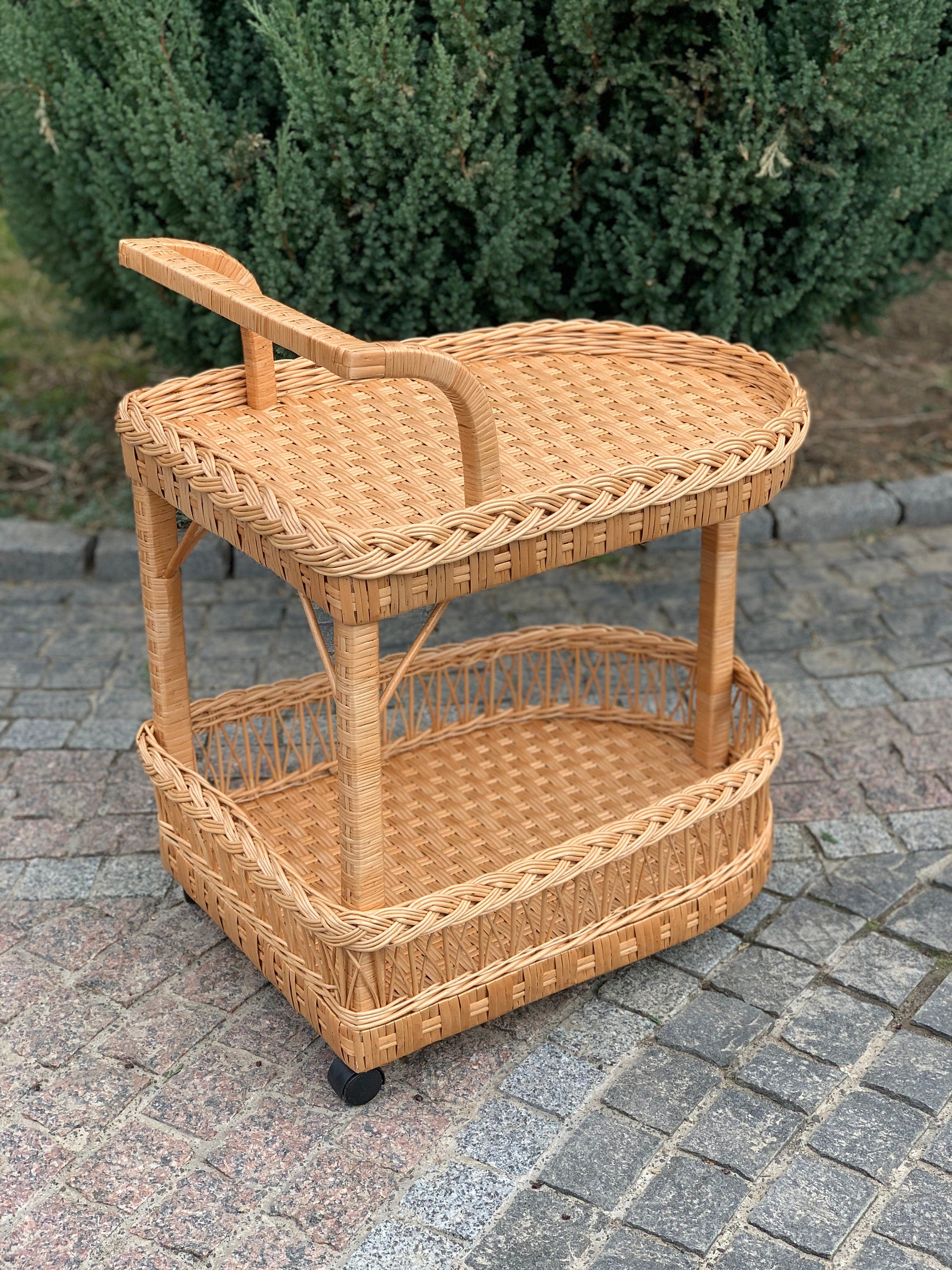 Coffee table, Rattan table, Wicker table on wheels, Bar table on wheels