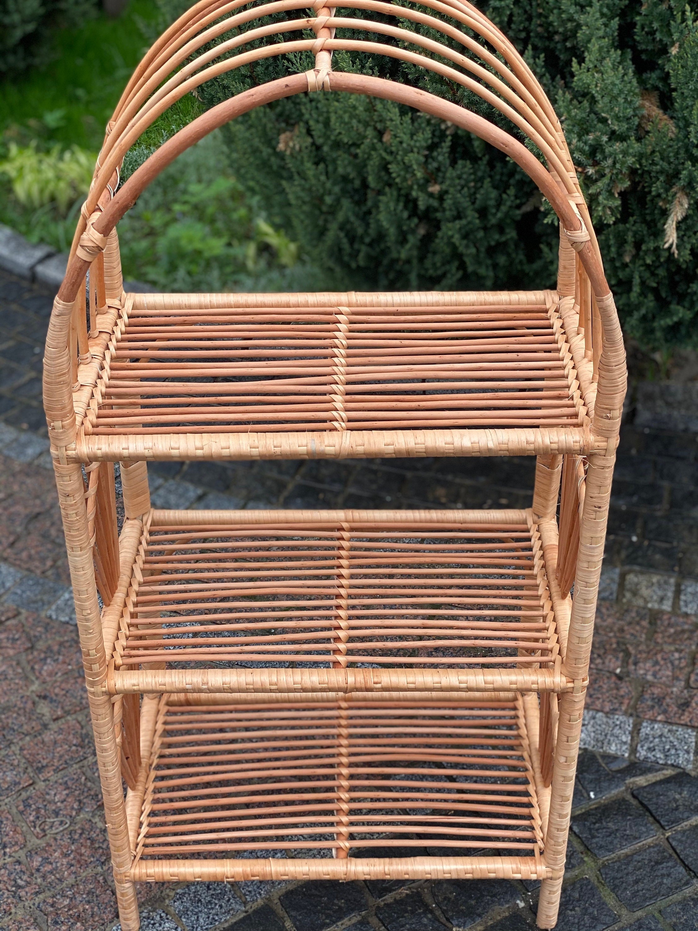 Wicker Shelf, Storage shelf, Bookshelf, Plant shelf, Rattan shelf