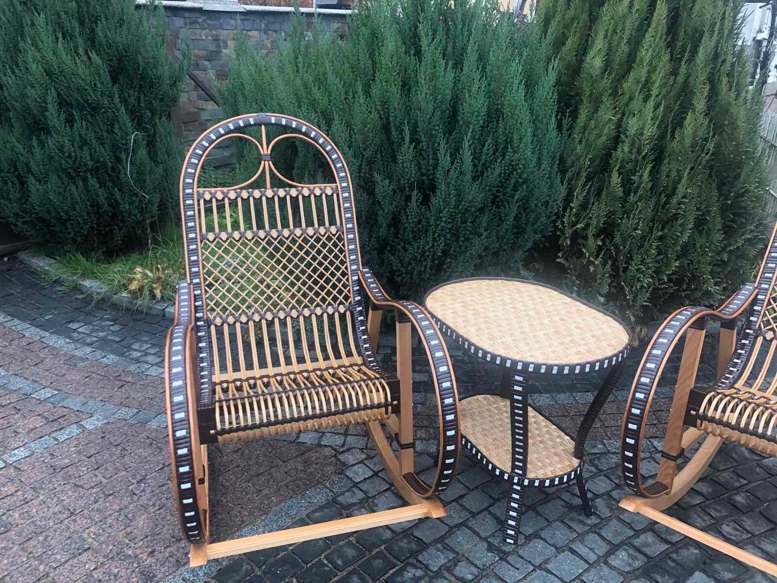 Wicker Rocking Chair, coffee table included, willow rocking chair
