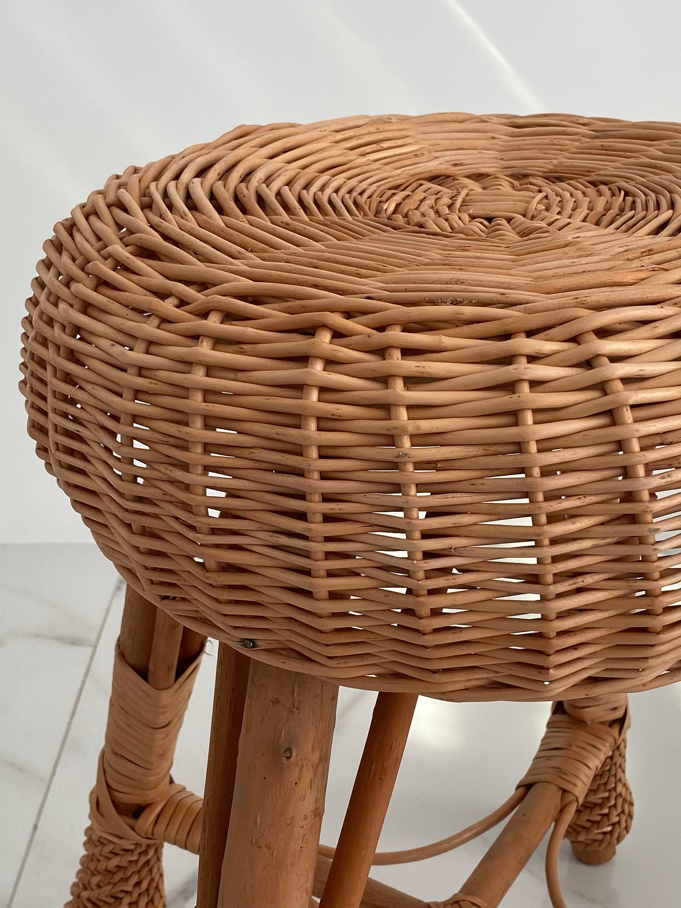 Rattan wicker round stool or teatable