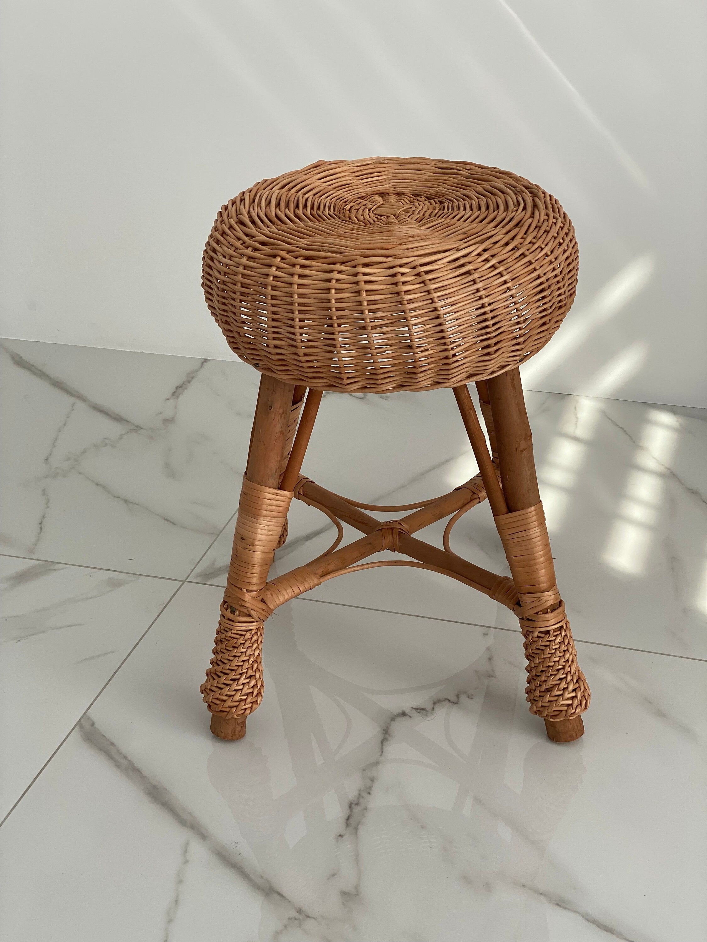 Rattan wicker round stool or teatable