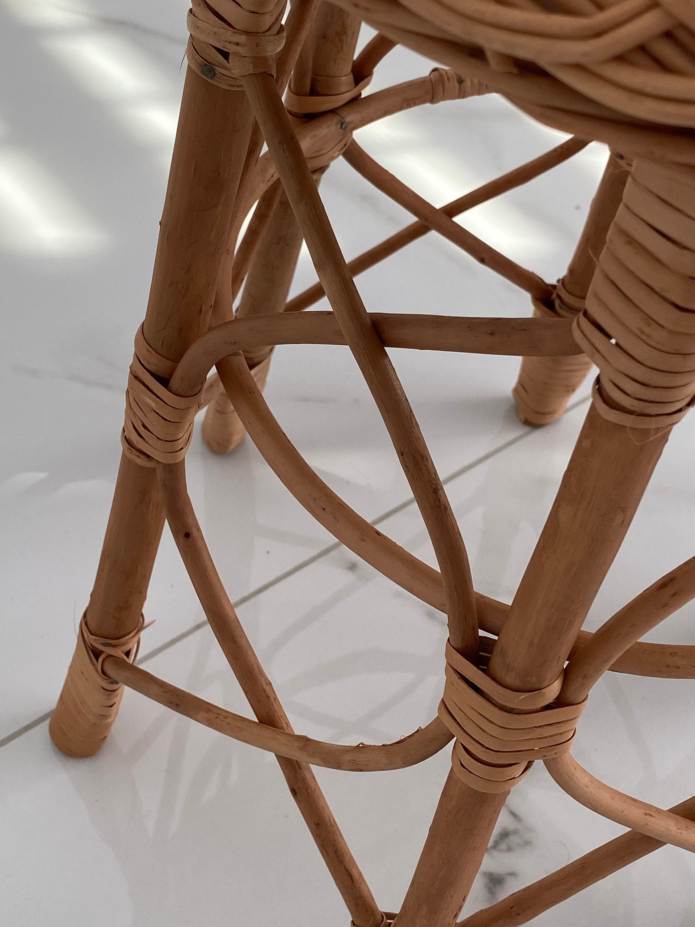 Rattan wicker round stool or teatable