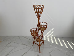Wicker Flower Pot Holder, Plant stand wicker, Wicker Flower Stand, Vine stand for 4 flowerpots