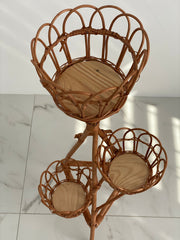 Wicker Flower Pot Holder, Plant stand wicker, Wicker Flower Stand, Vine stand for 4 flowerpots