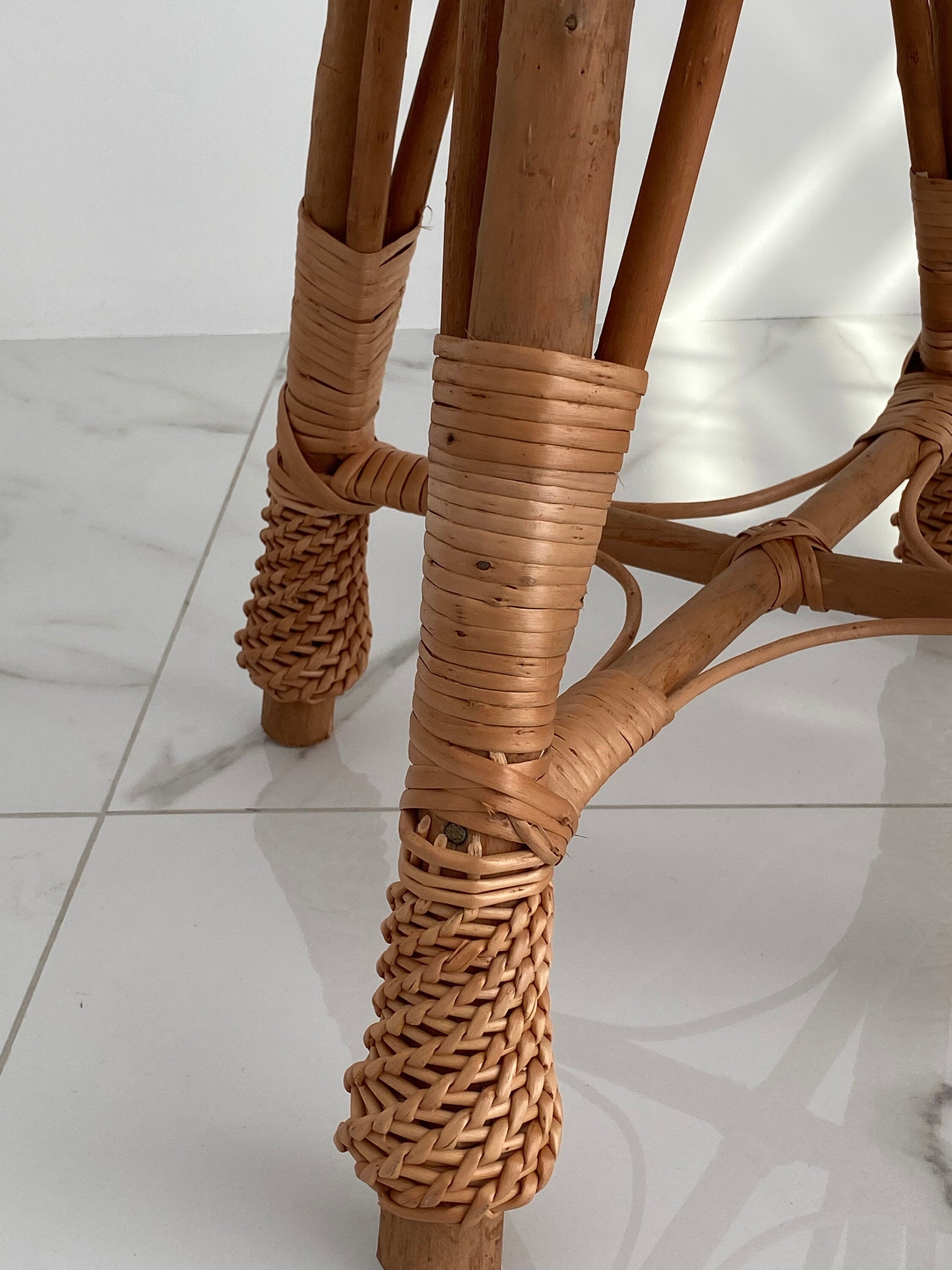 Rattan wicker round stool or teatable