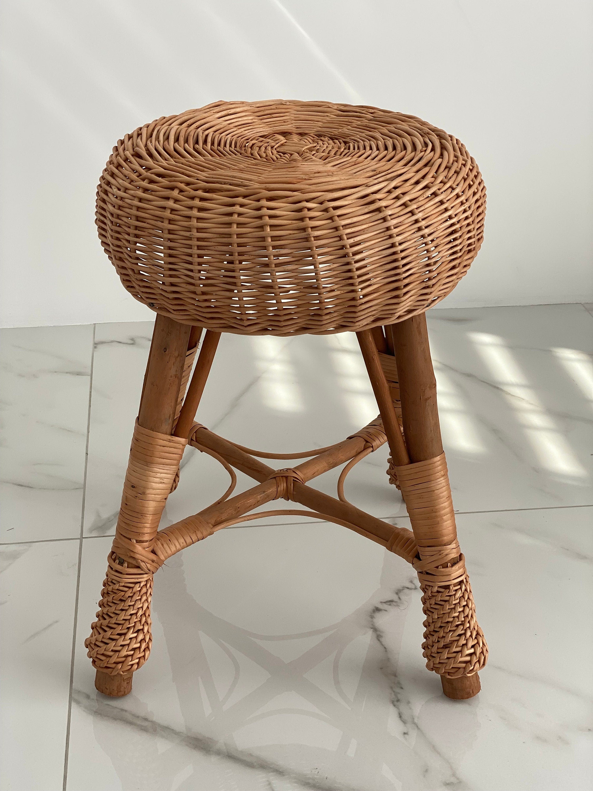 Rattan wicker round stool or teatable