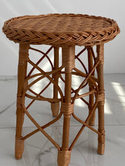 Rattan wicker round stool or teatable