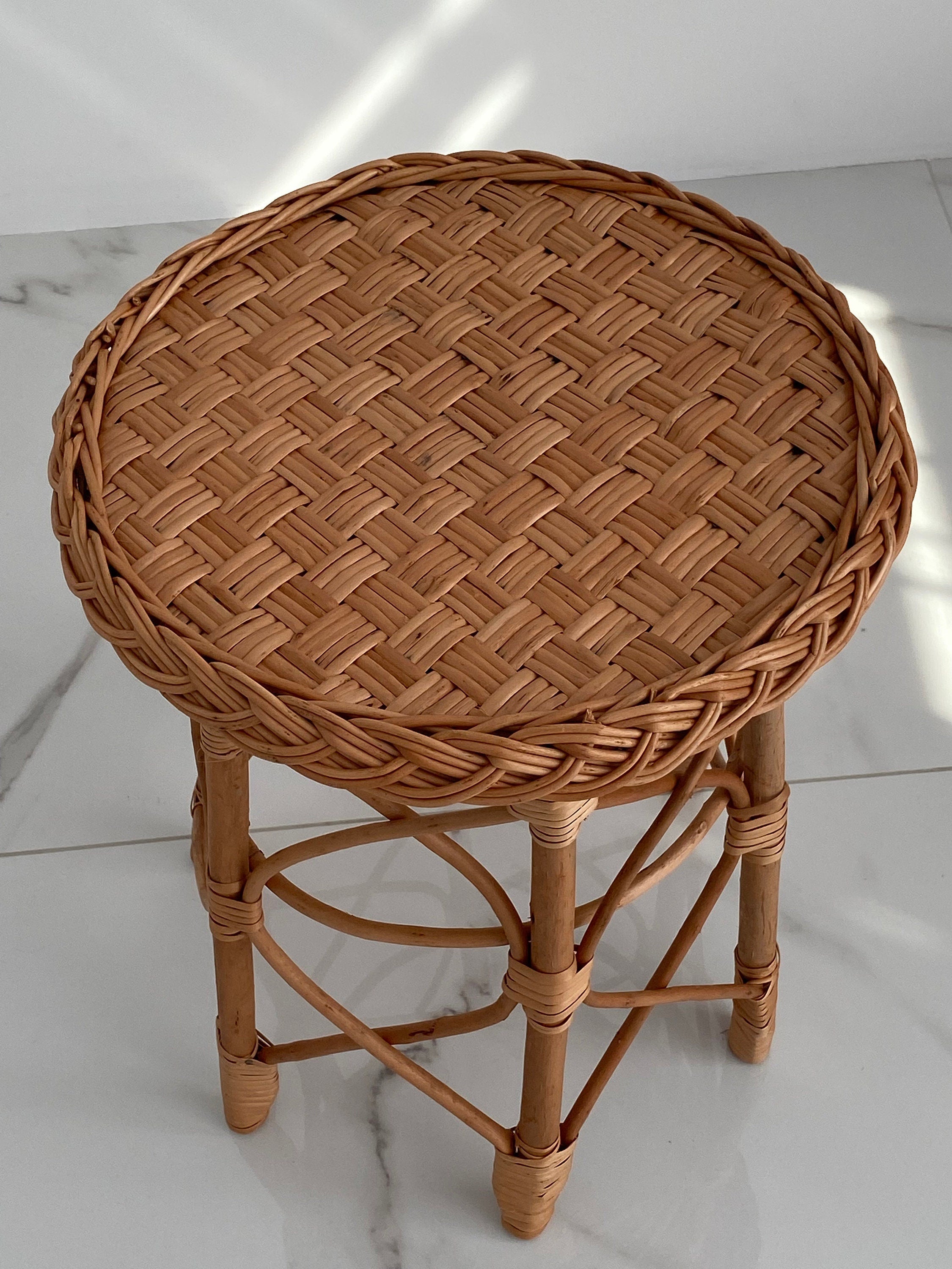 Rattan wicker round stool or teatable