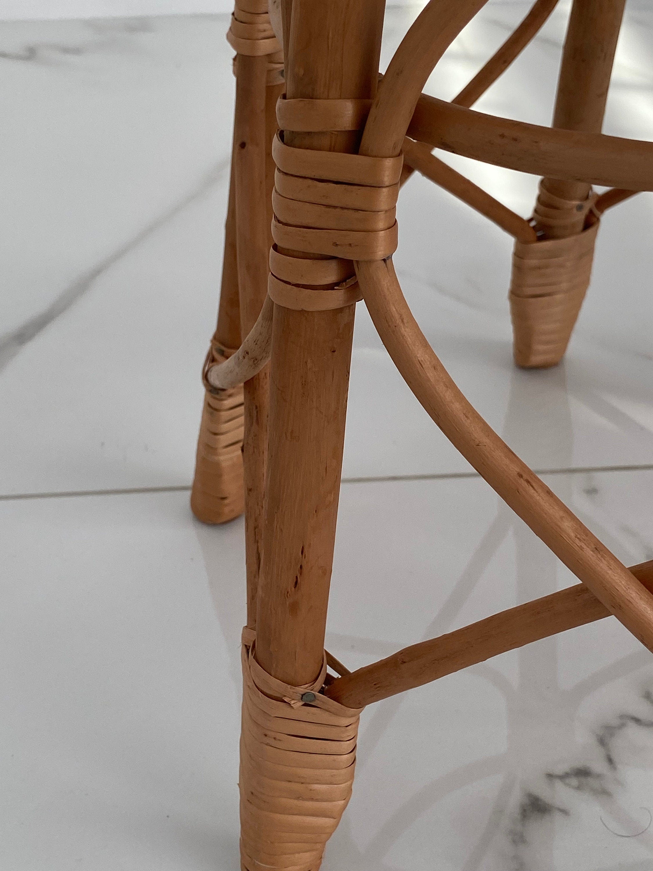 Rattan wicker round stool or teatable