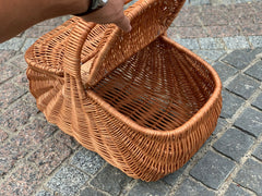 Handmade Wicker Basket with Top Handle Picnic Basket Market Basket Shopping Basket Fruit Basket in Vintage