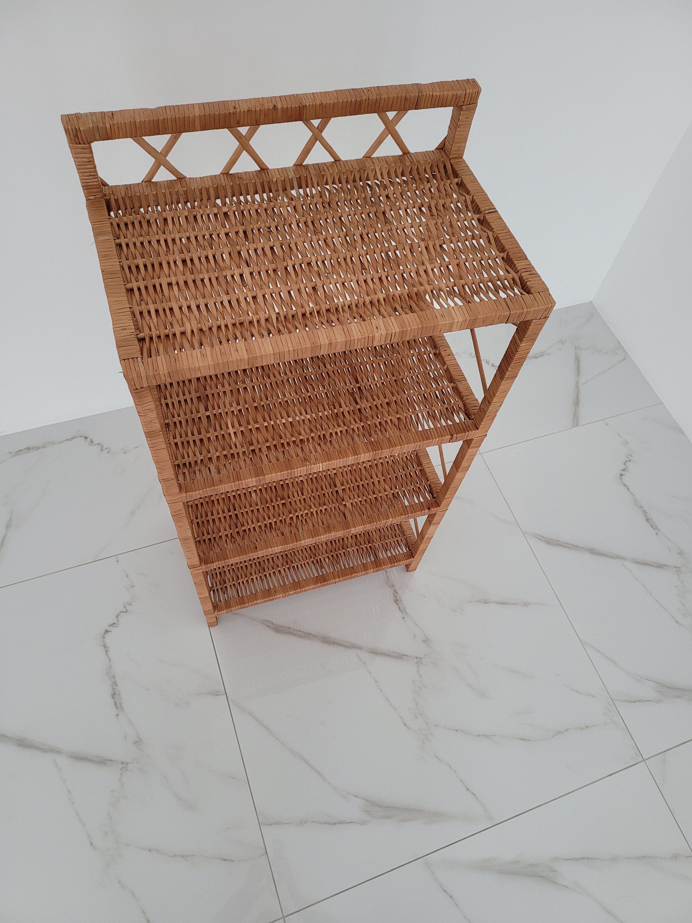 Wicker Shelf, Storage shelf, Bookshelf, Plant shelf, Rattan shelf