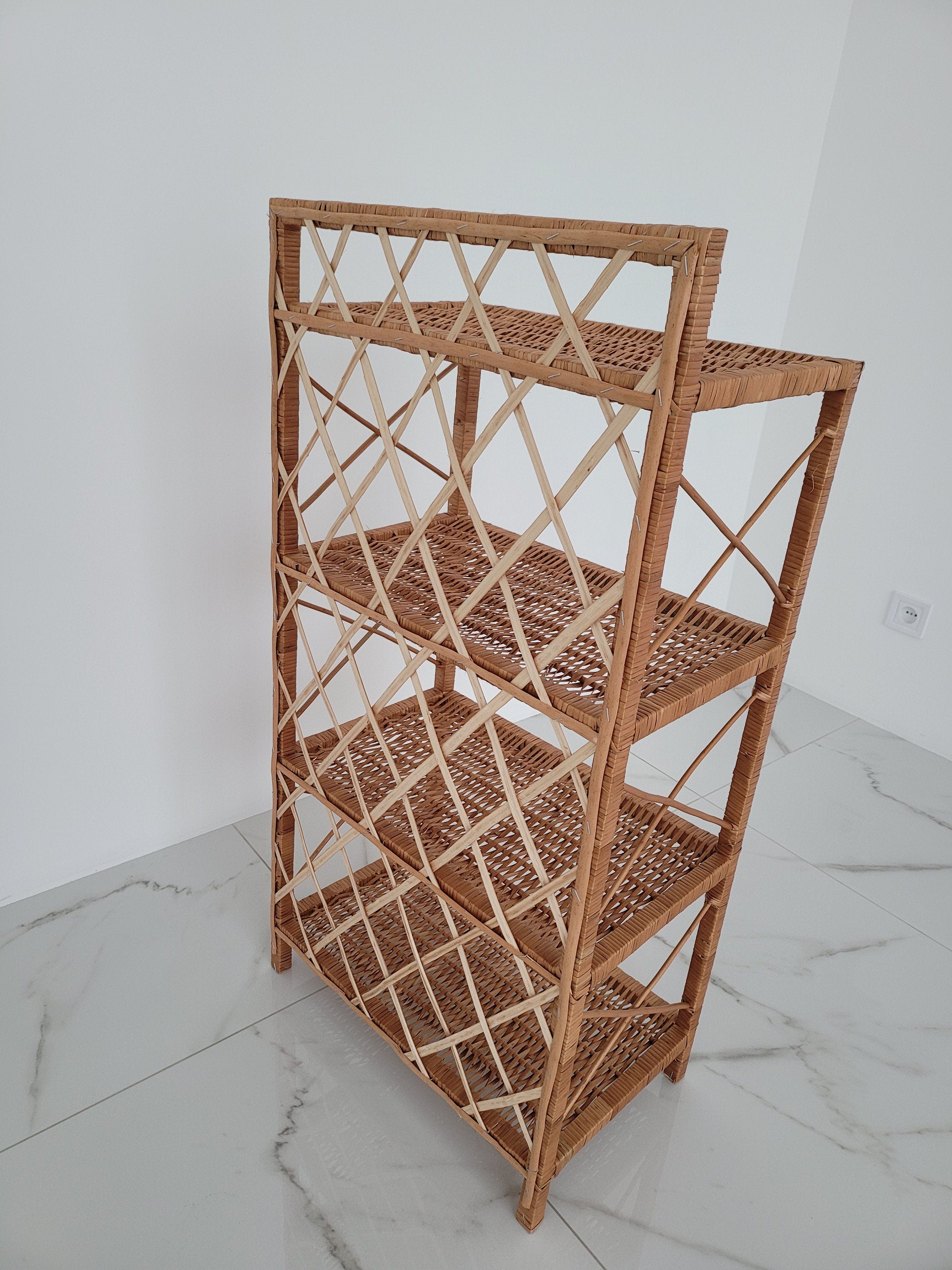 Wicker Shelf, Storage shelf, Bookshelf, Plant shelf, Rattan shelf