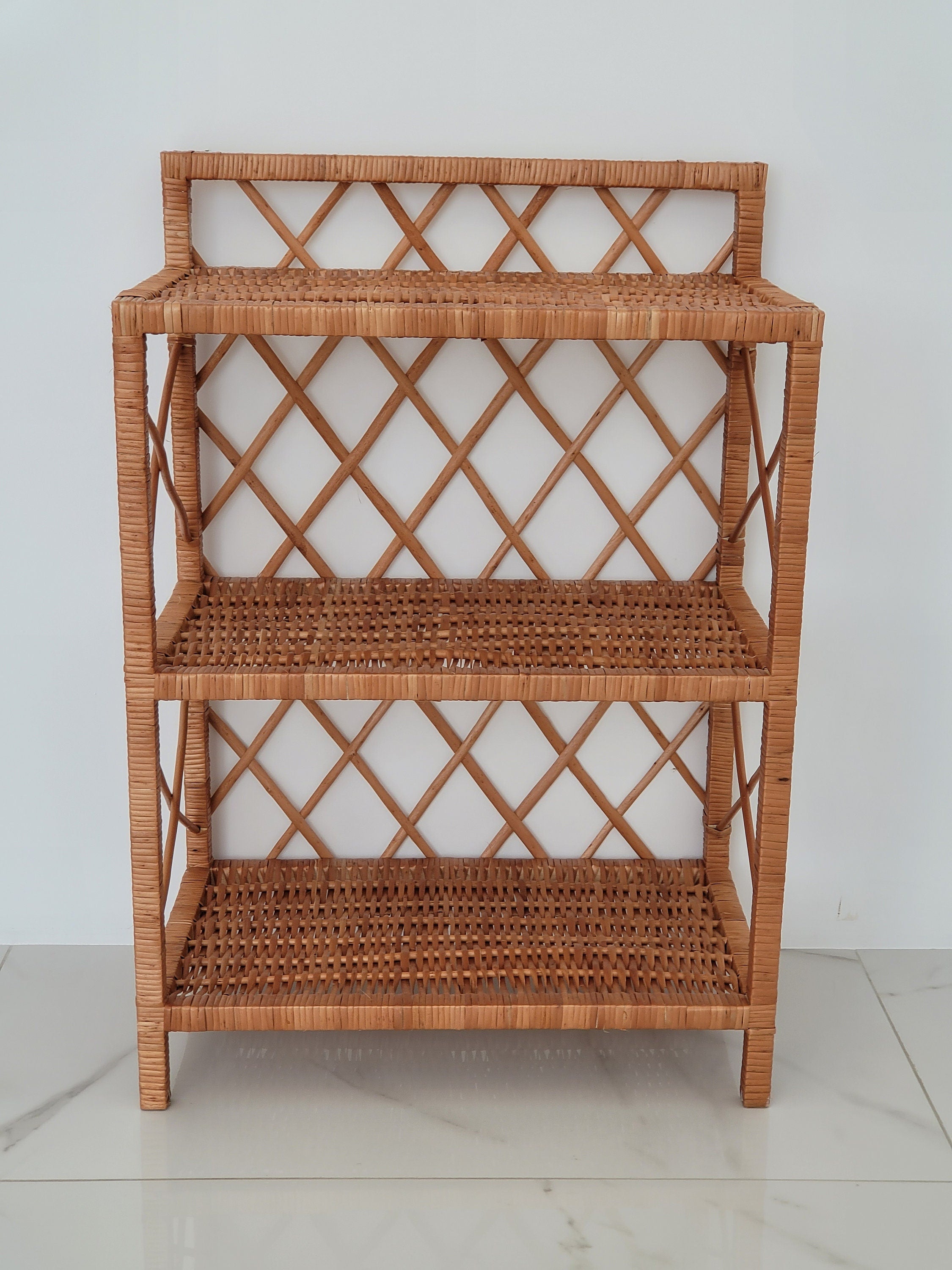 Wicker Shelf, Storage shelf, Bookshelf, Plant shelf, Rattan shelf