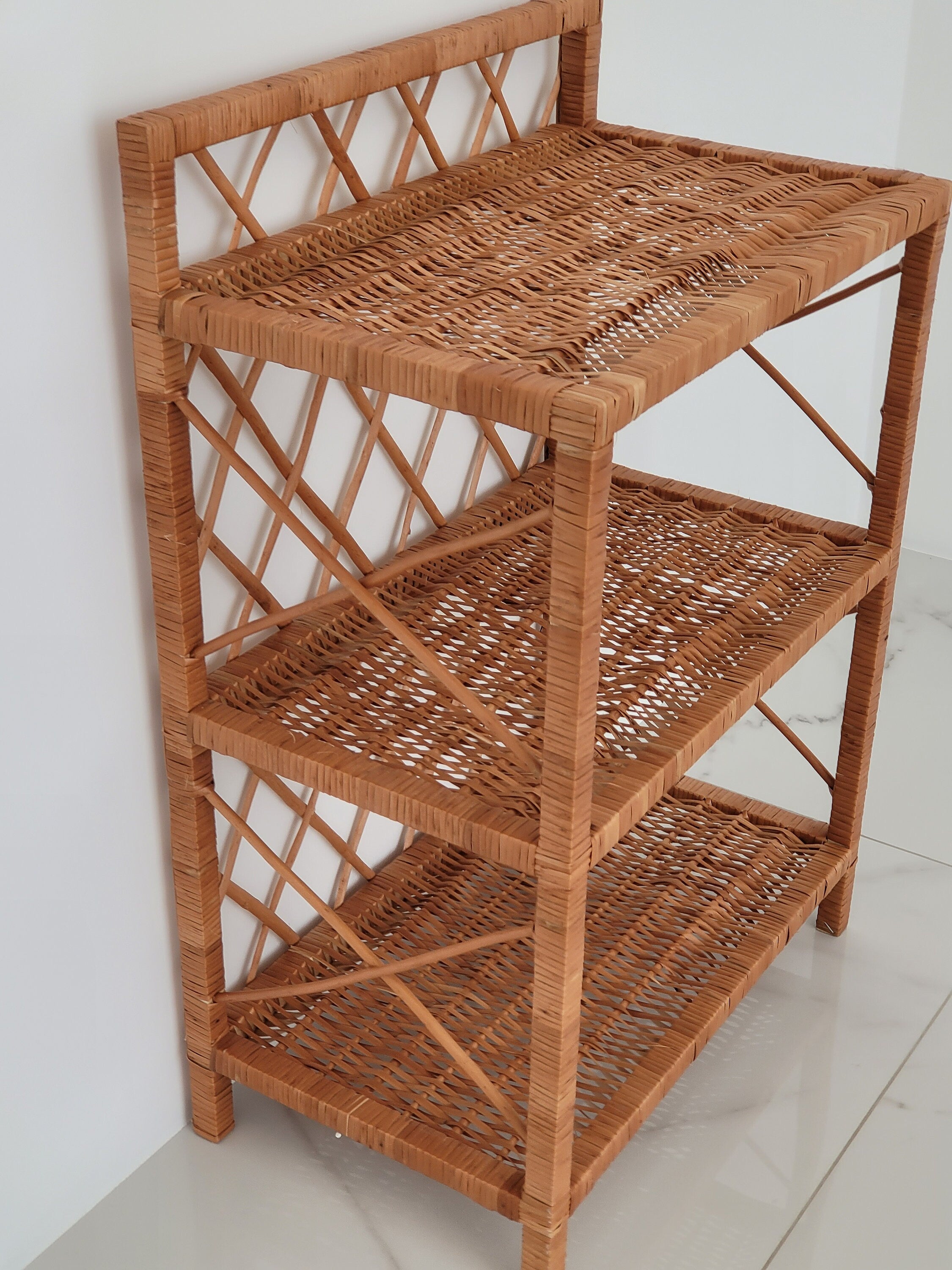 Wicker Shelf, Storage shelf, Bookshelf, Plant shelf, Rattan shelf