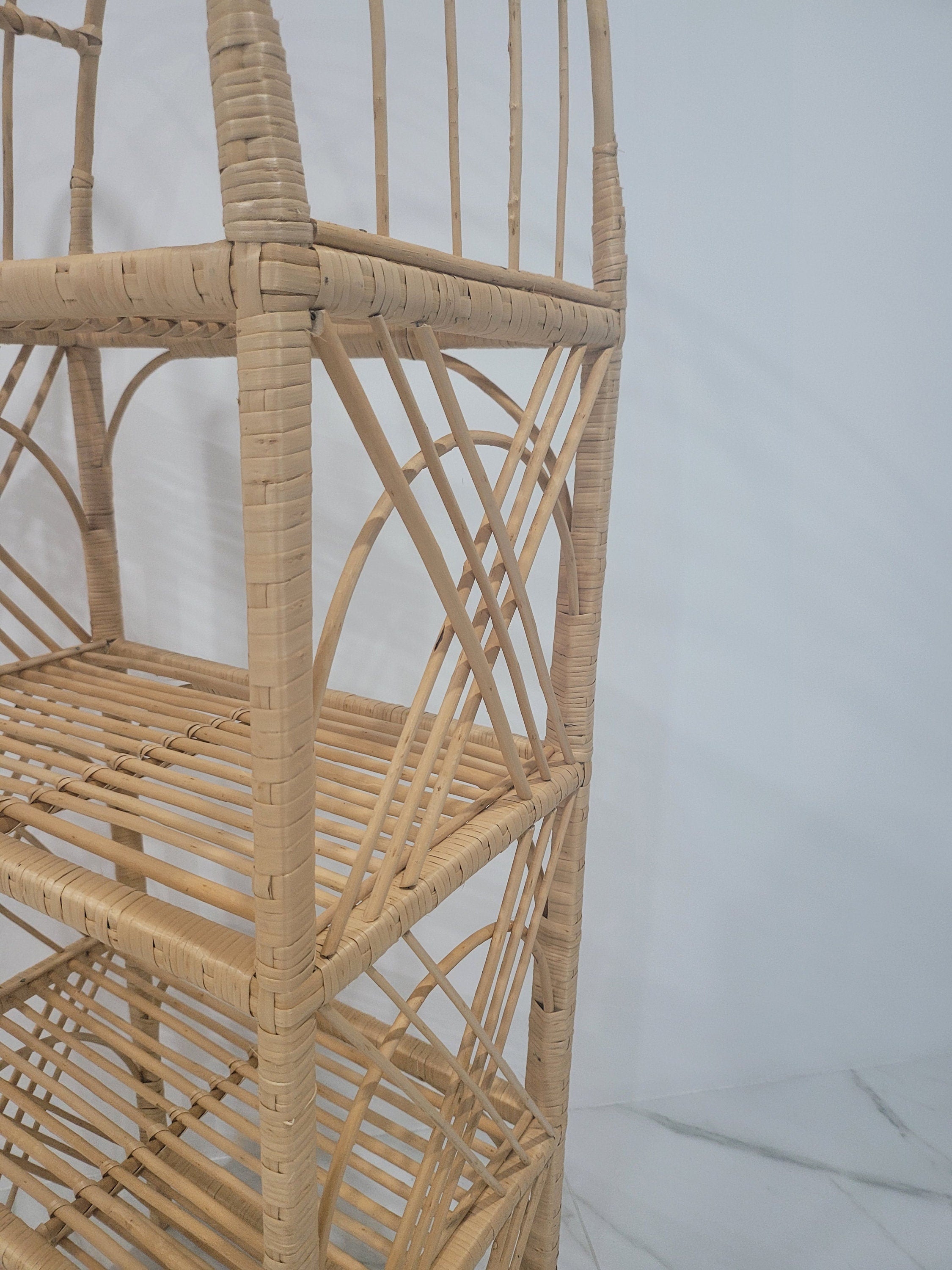 35/47/53/67 inches height wicker shelf, Storage shelf, Bookshelf, Plant shelf, Rattan shelf, Rattan shelf