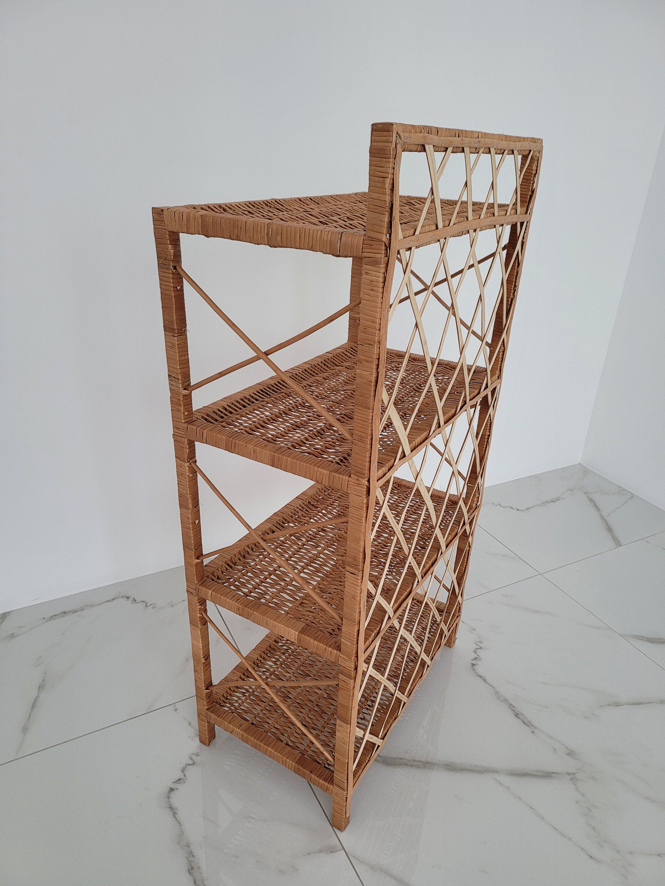 Wicker Shelf, Storage shelf, Bookshelf, Plant shelf, Rattan shelf