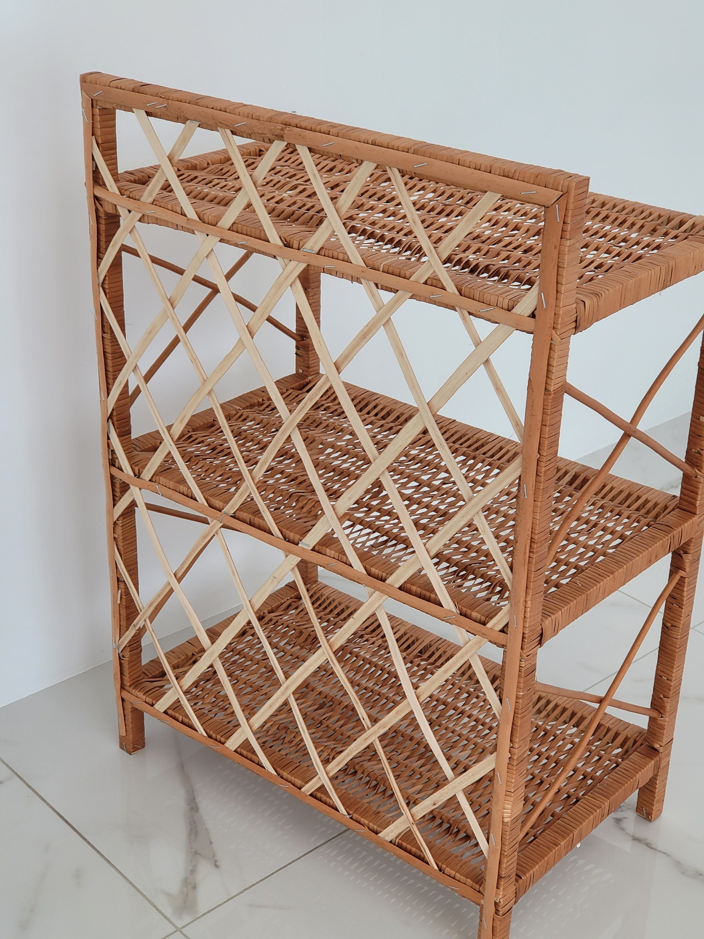 Wicker Shelf, Storage shelf, Bookshelf, Plant shelf, Rattan shelf
