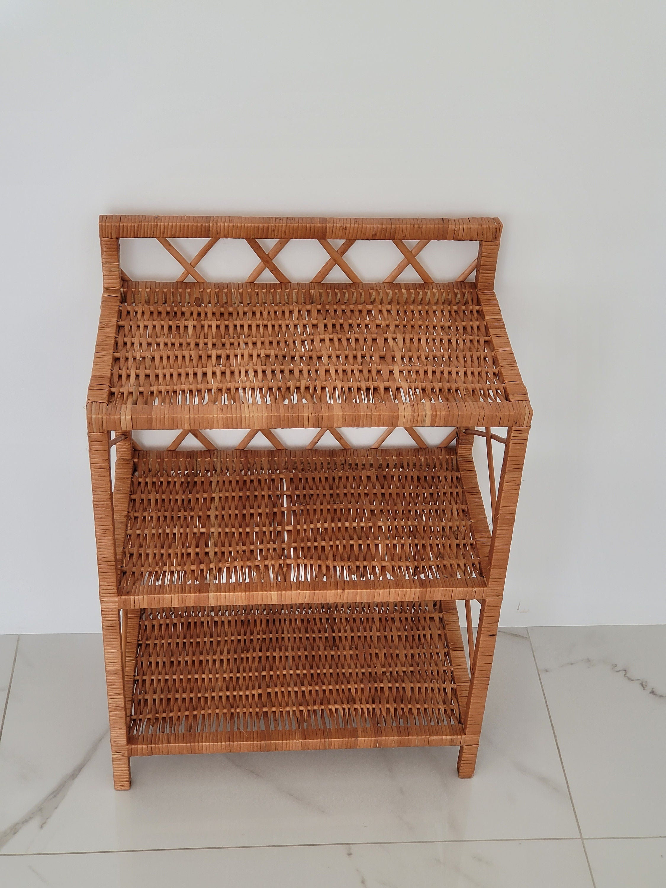 Wicker Shelf, Storage shelf, Bookshelf, Plant shelf, Rattan shelf